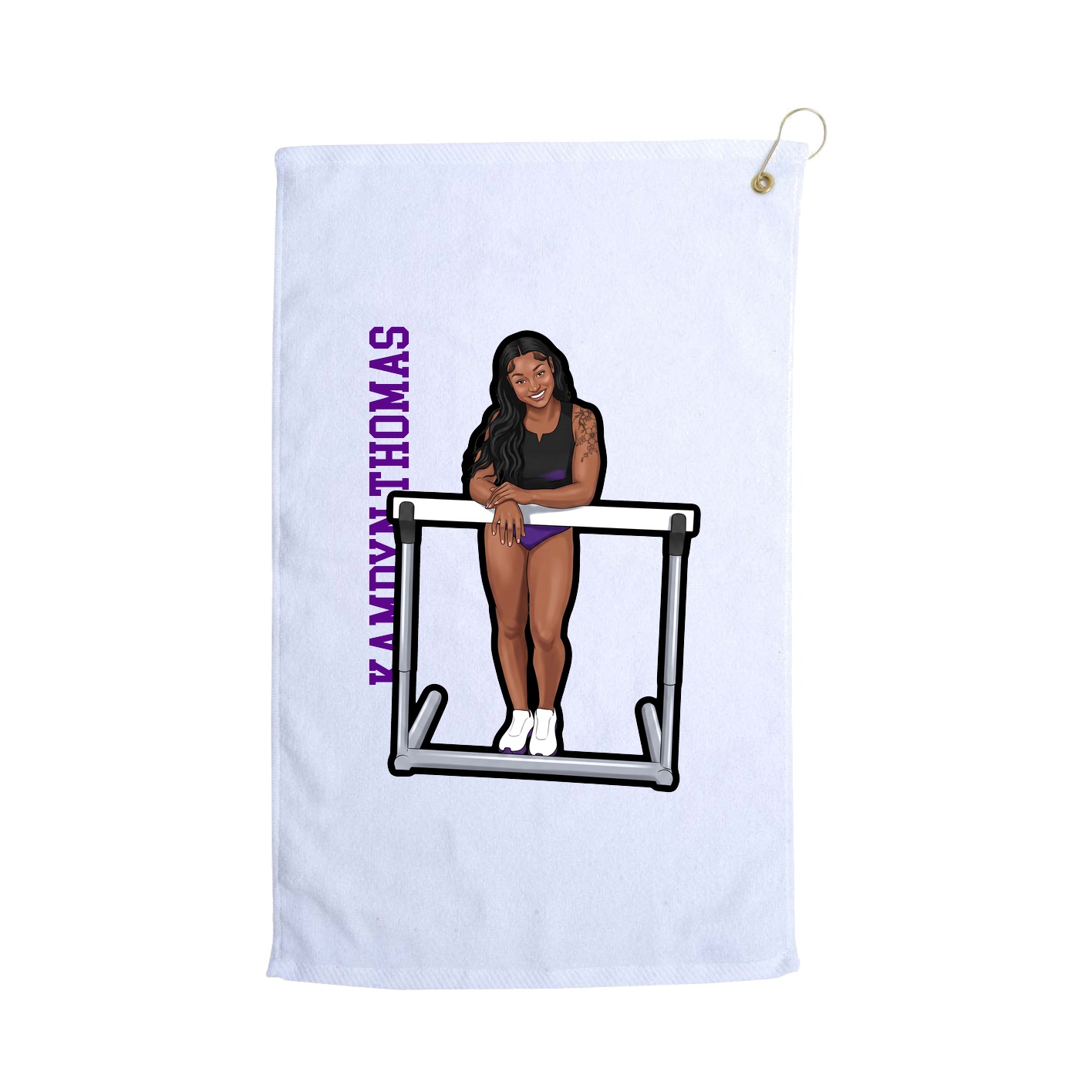 Golf Towel — Name Vertical in White