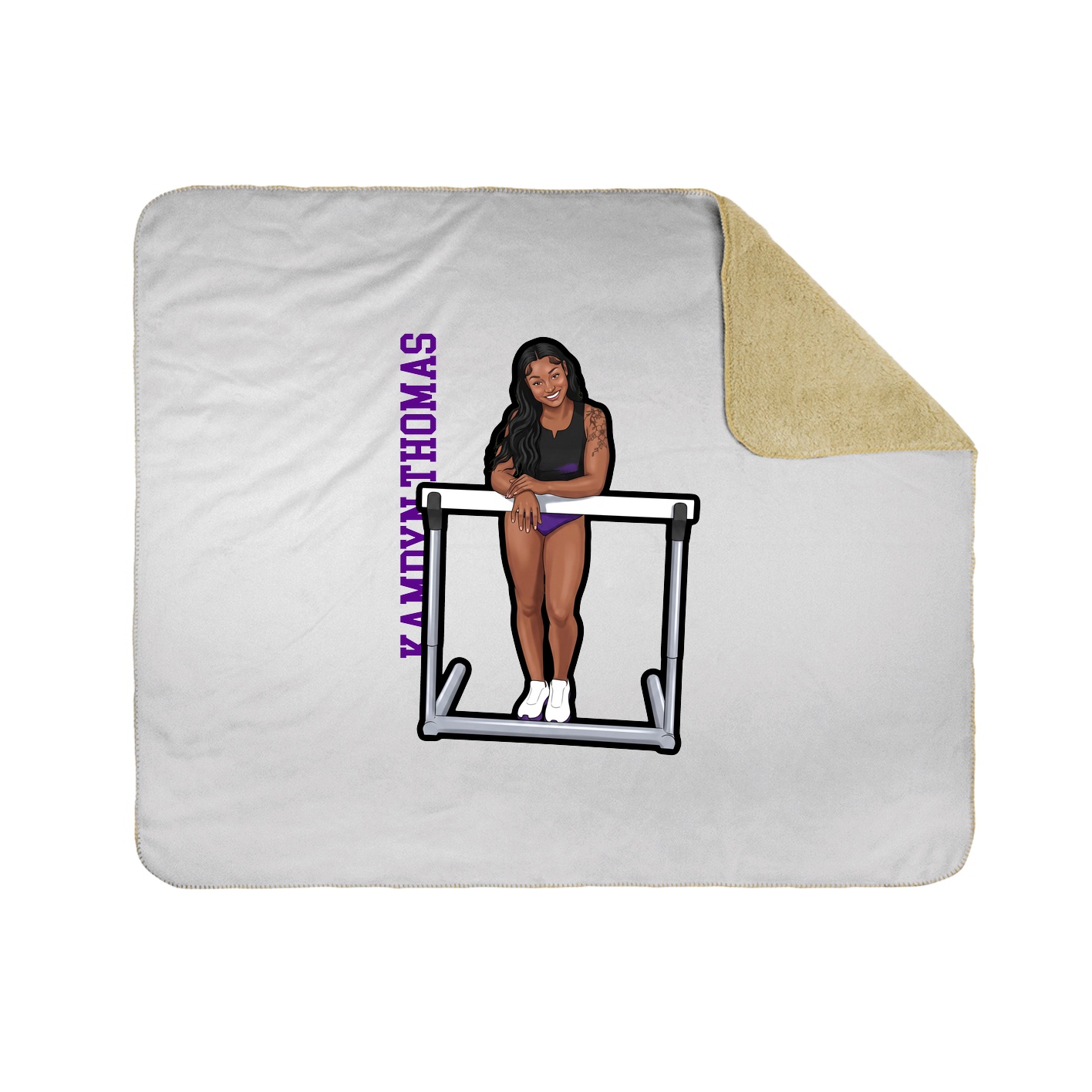 Throw Blanket — Name Vertical in White