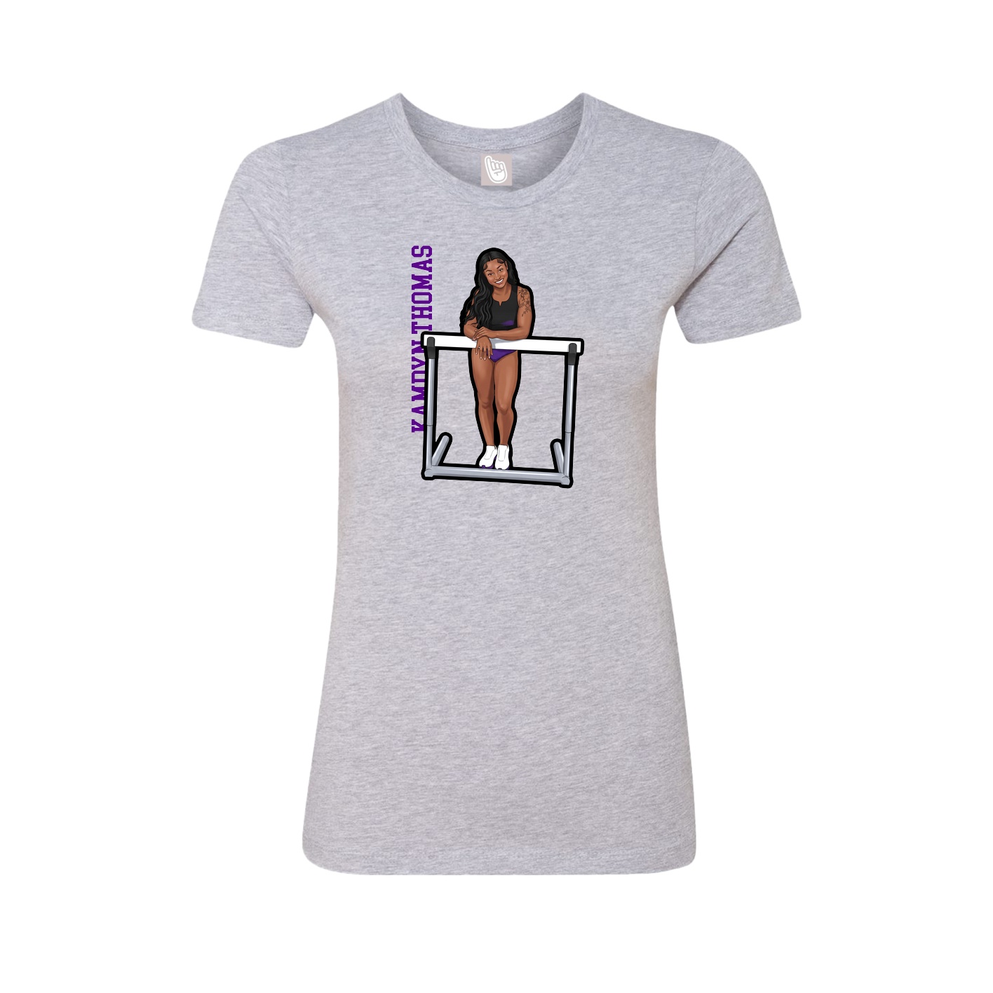 Womens Tee — Name Vertical in Grey