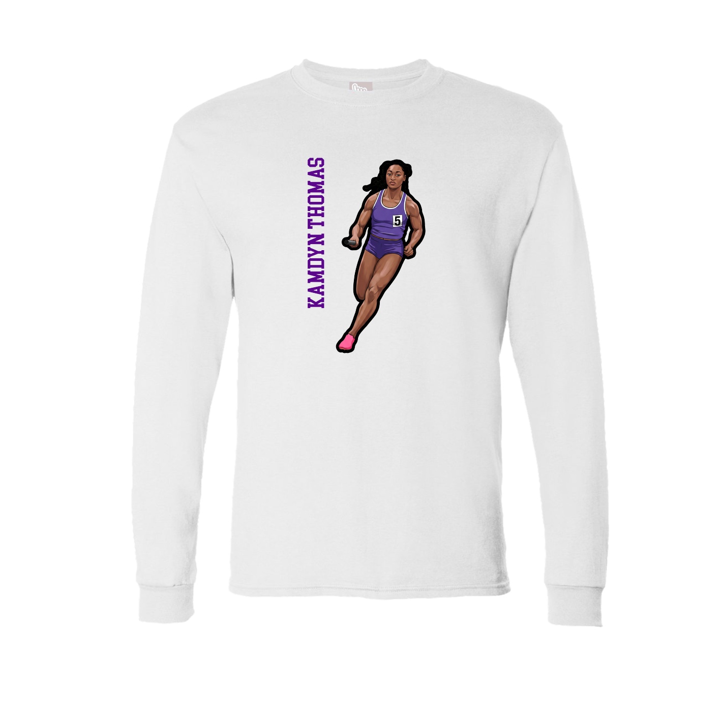Long Sleeve Tee — Name Vertical in White