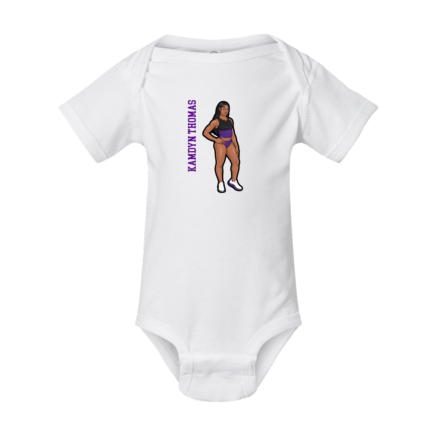Baby Onesie — Name Vertical in White