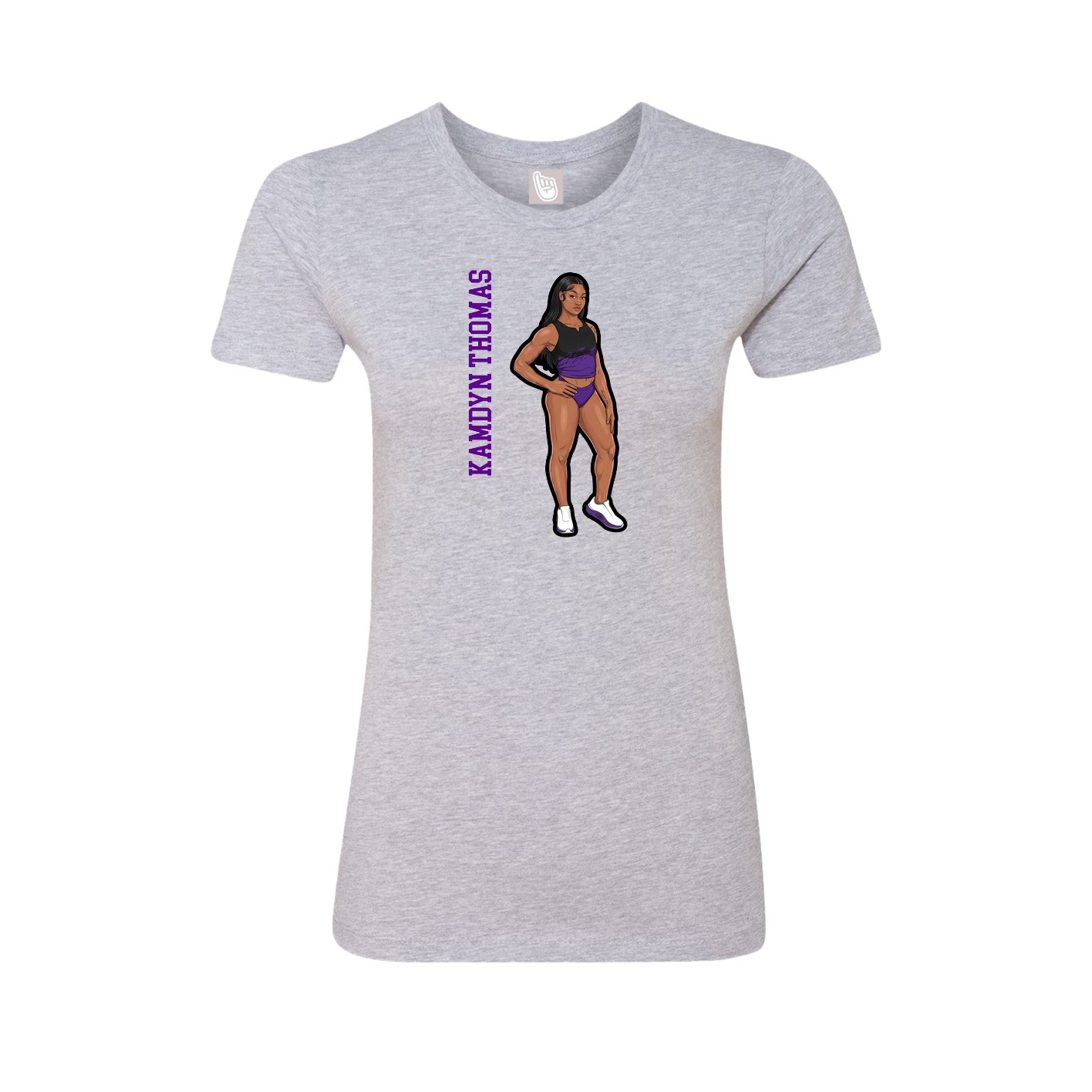 Womens Tee — Name Vertical in Grey