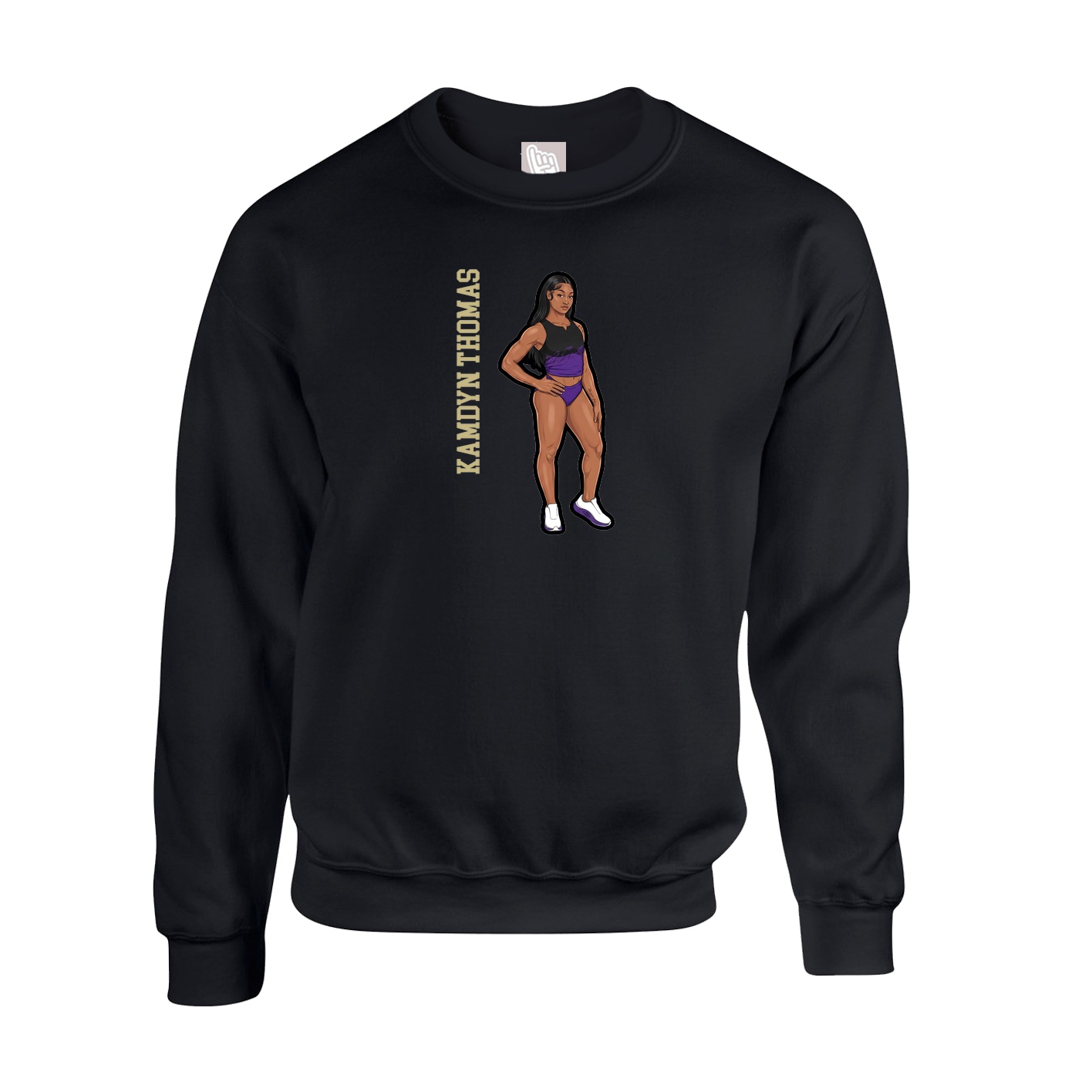 Fleece Crew — Name Vertical in Black