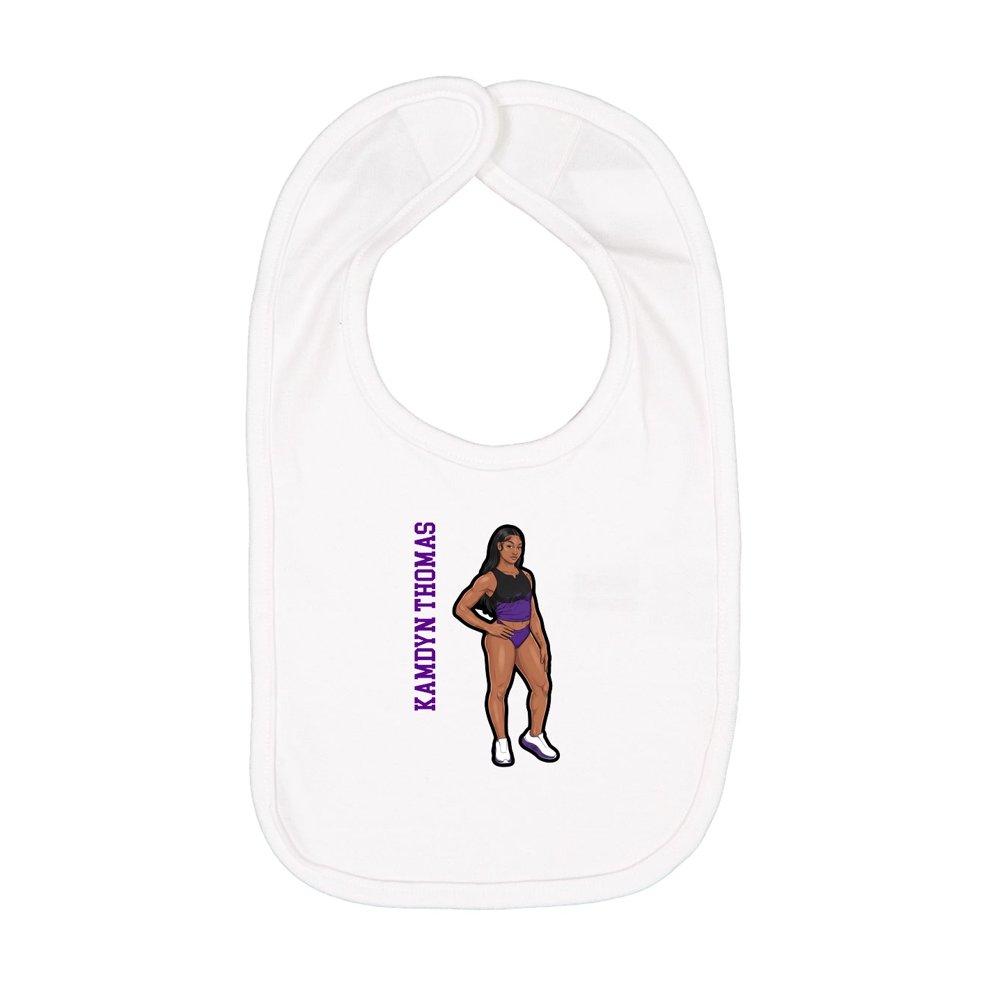 Infant Bib — Name Vertical in White