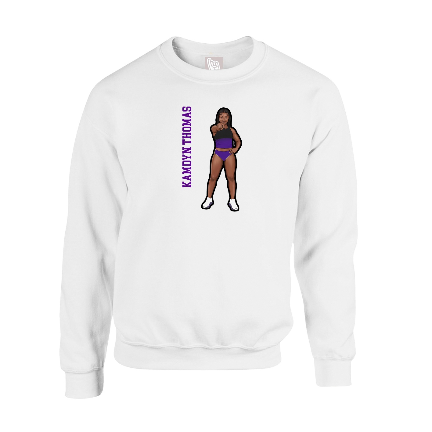 Fleece Crew — Name Vertical in White