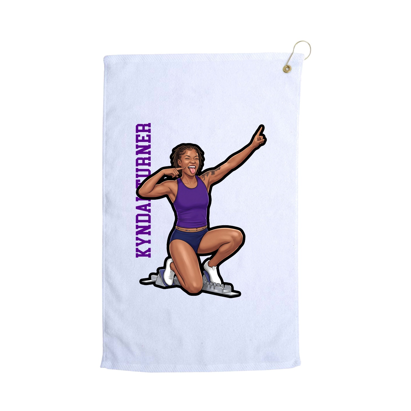 Golf Towel — Name Vertical in White