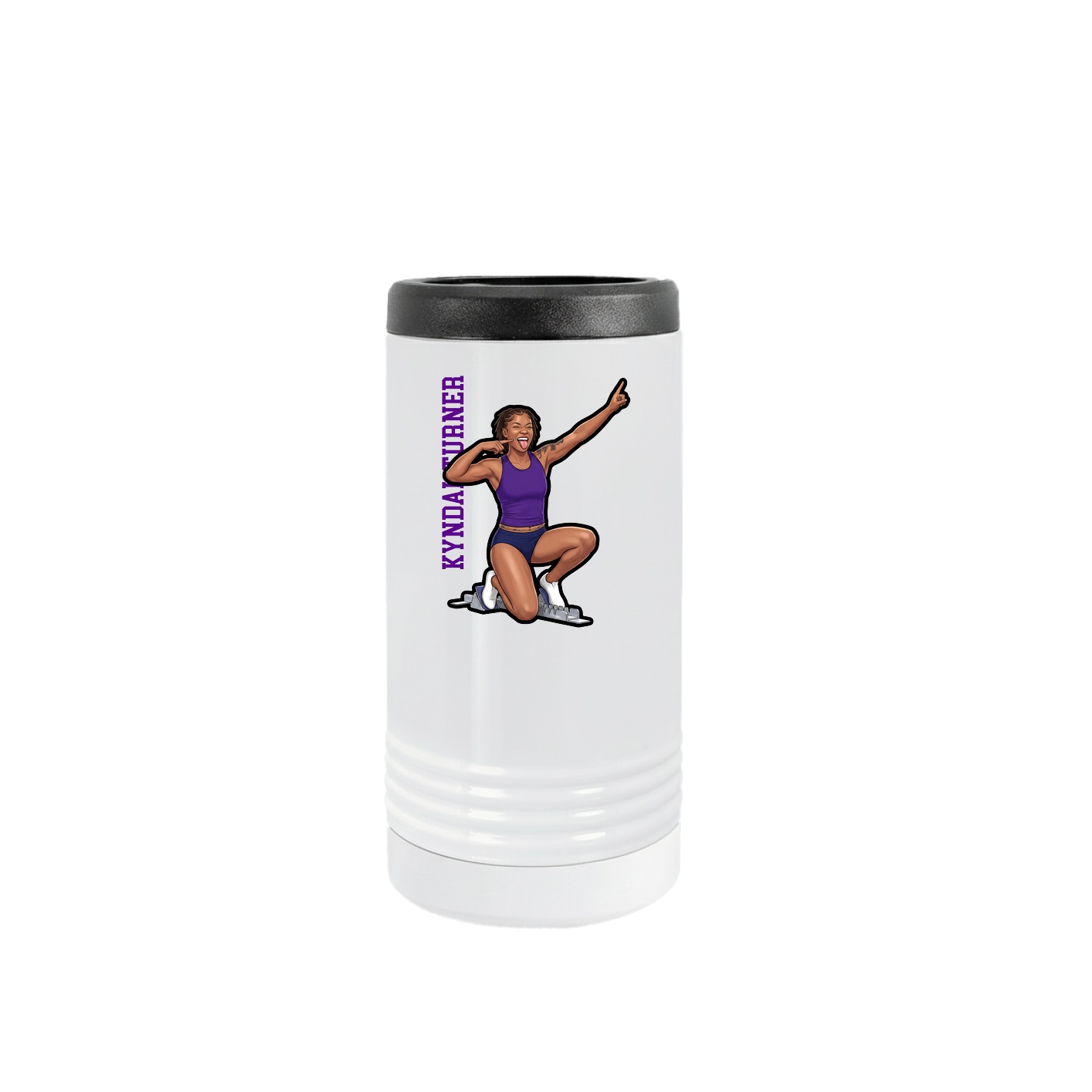 Slim Beverage Holder — Name Vertical in White