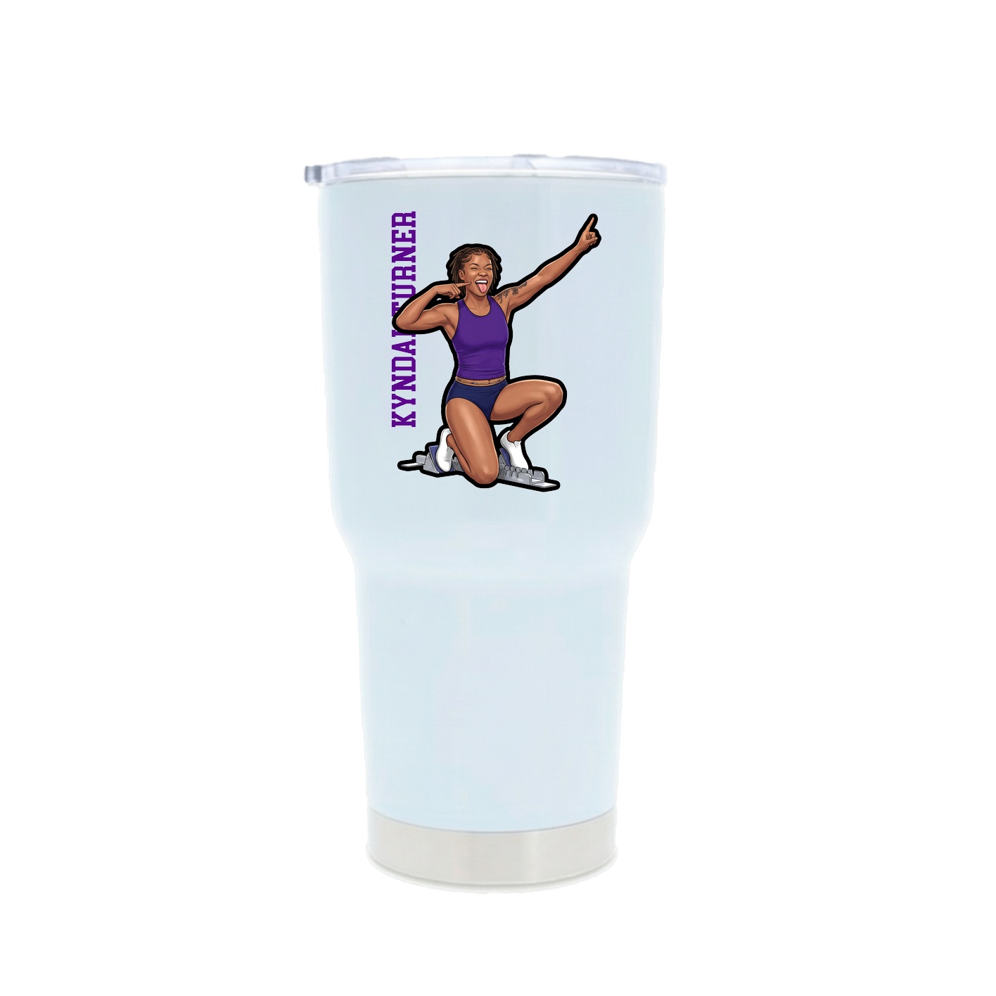 30oz Stainless Steel Tumbler — Name Vertical in White