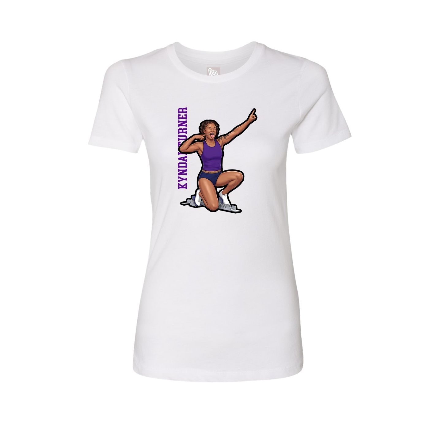 Fitted Women's Tee — Name Vertical in White