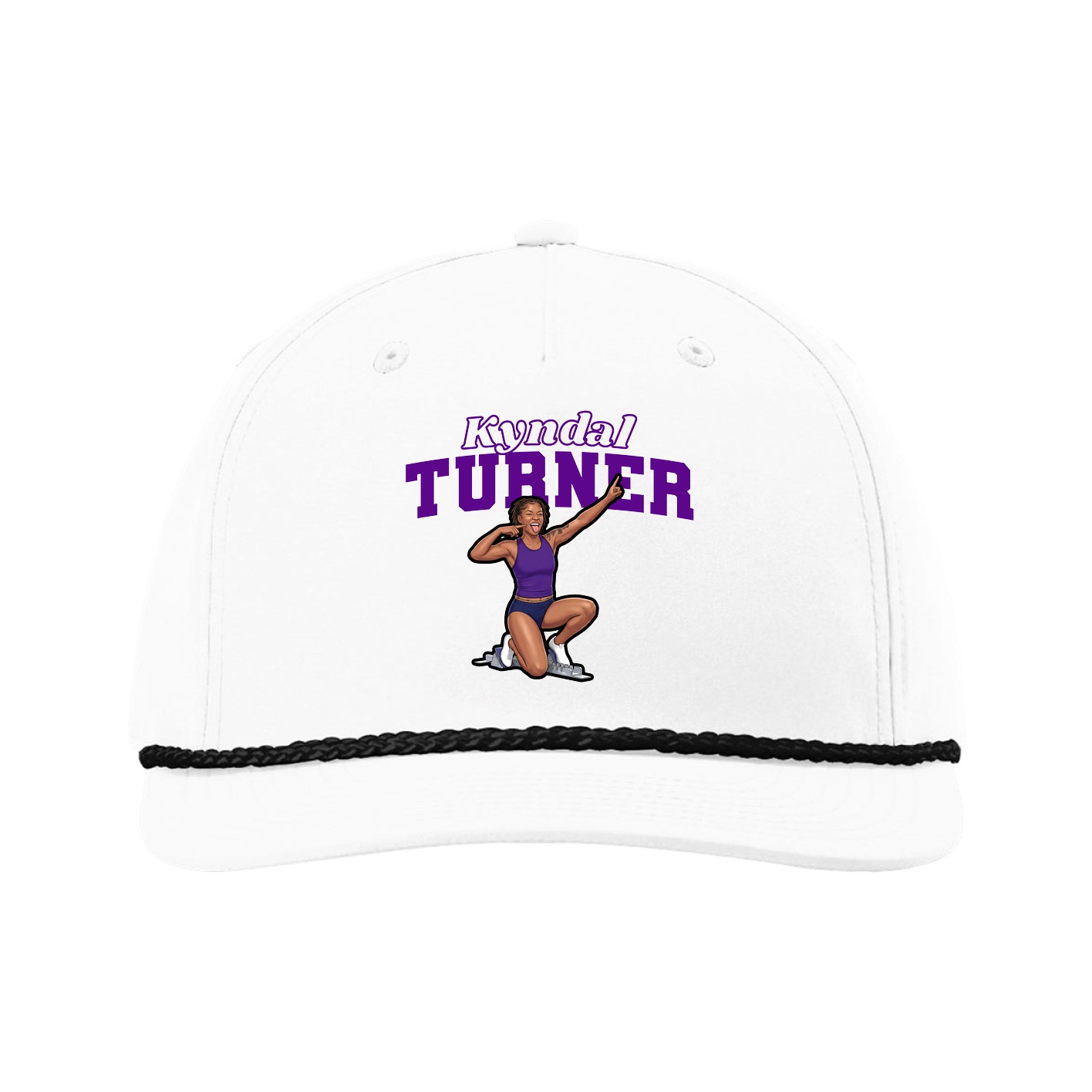 Five-Panel Classic Rope Cap — Name Arch in White