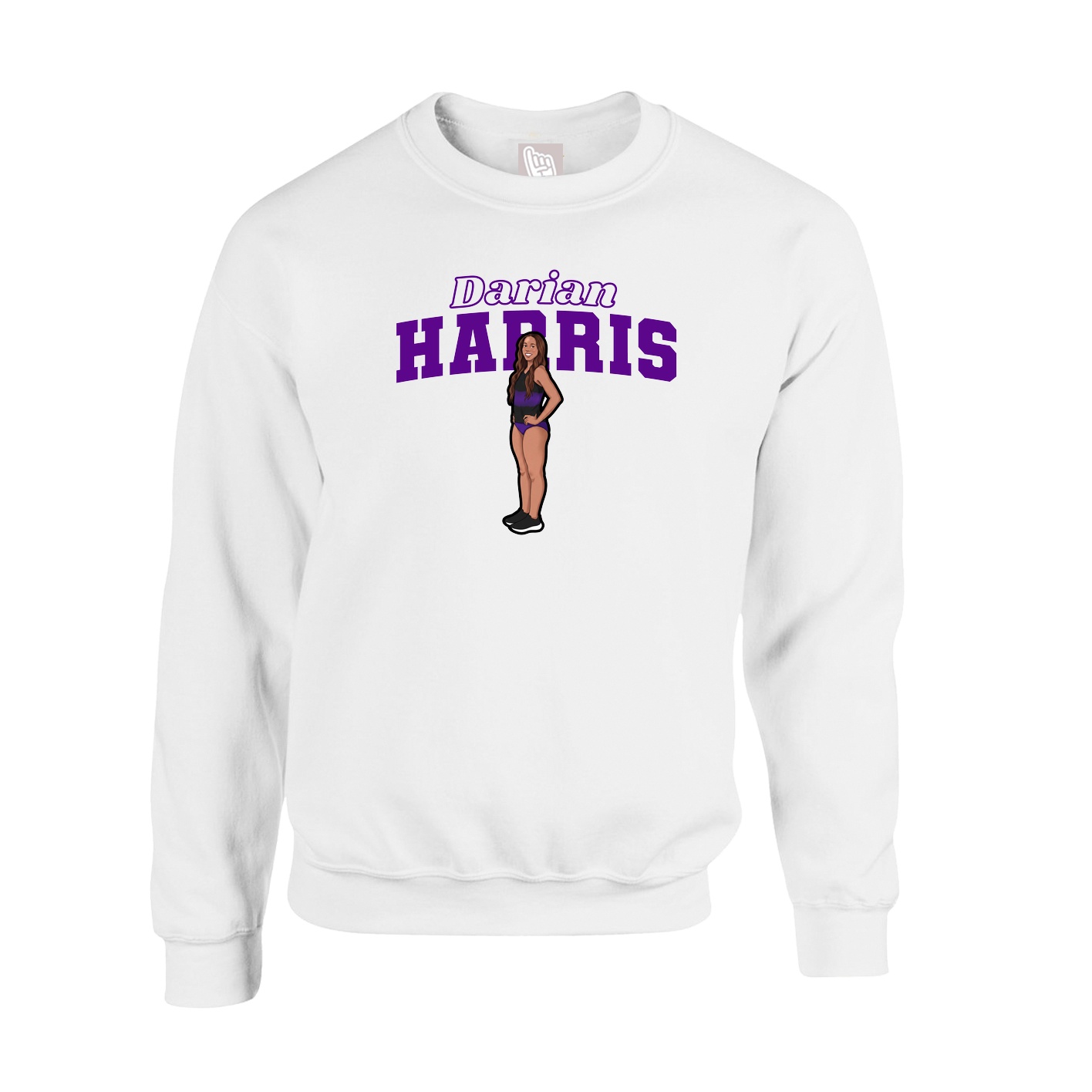 Fleece Crew — Name Arch in White