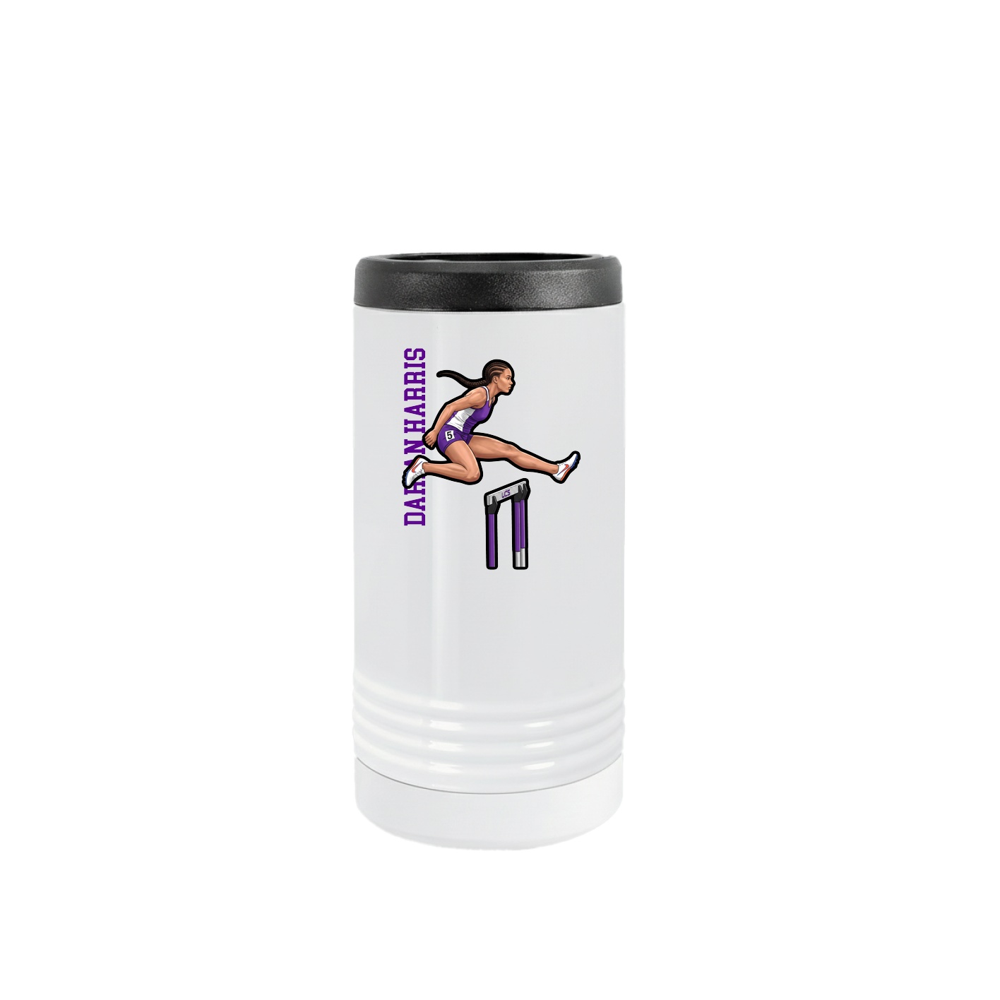 Slim Beverage Holder — Name Vertical in White
