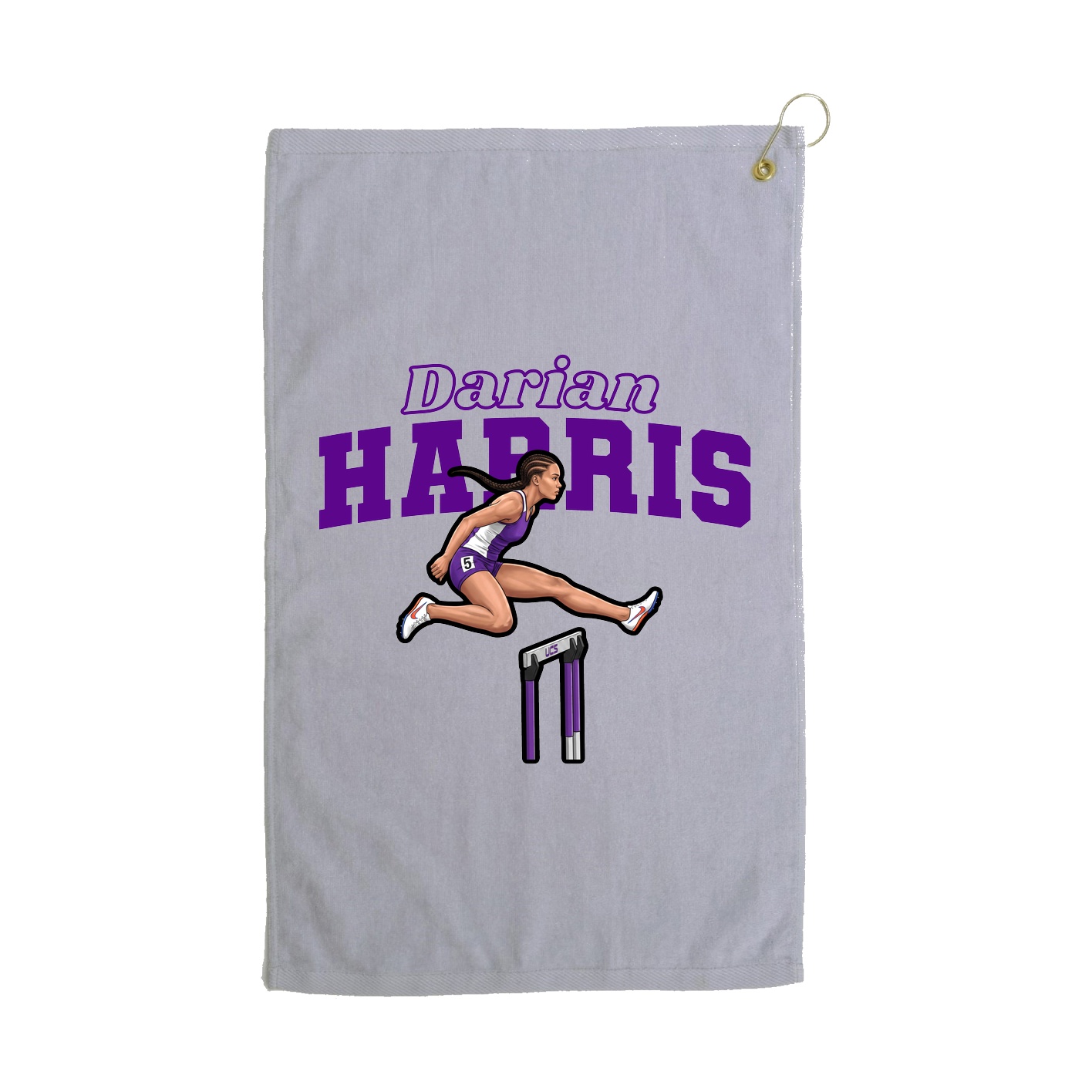 Golf Towel — Name Arch in Grey