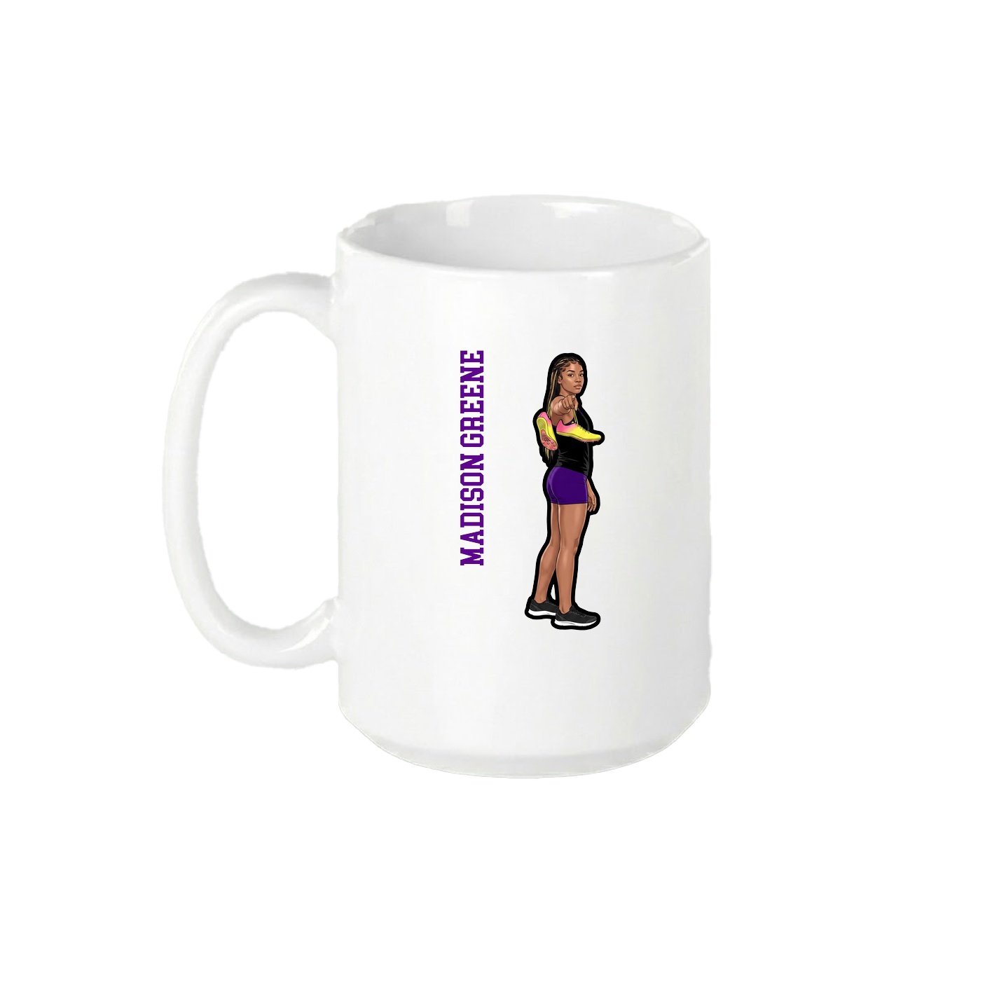 15oz Coffee Mug — Name Vertical in White