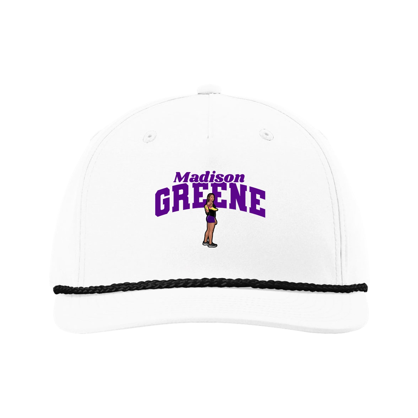 Five-Panel Classic Rope Cap — Signature Arch in White