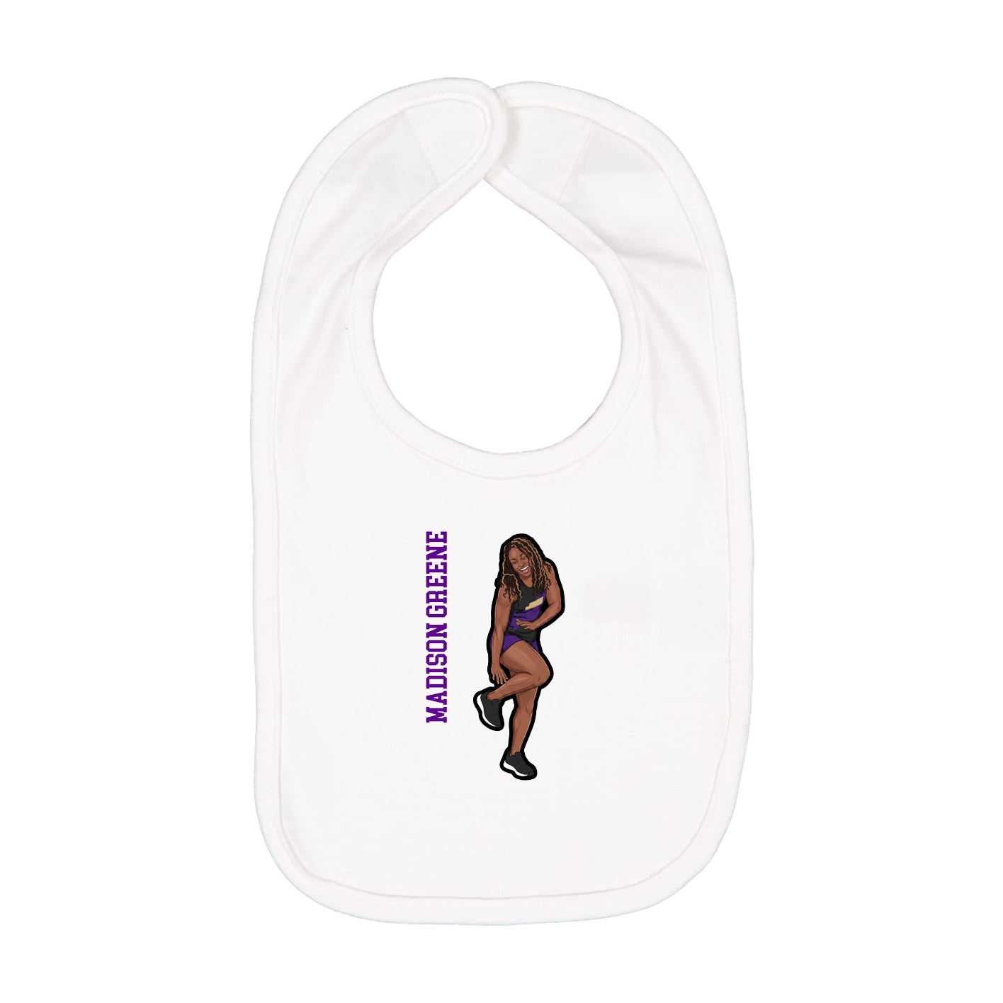 Infant Bib — Name Vertical in White