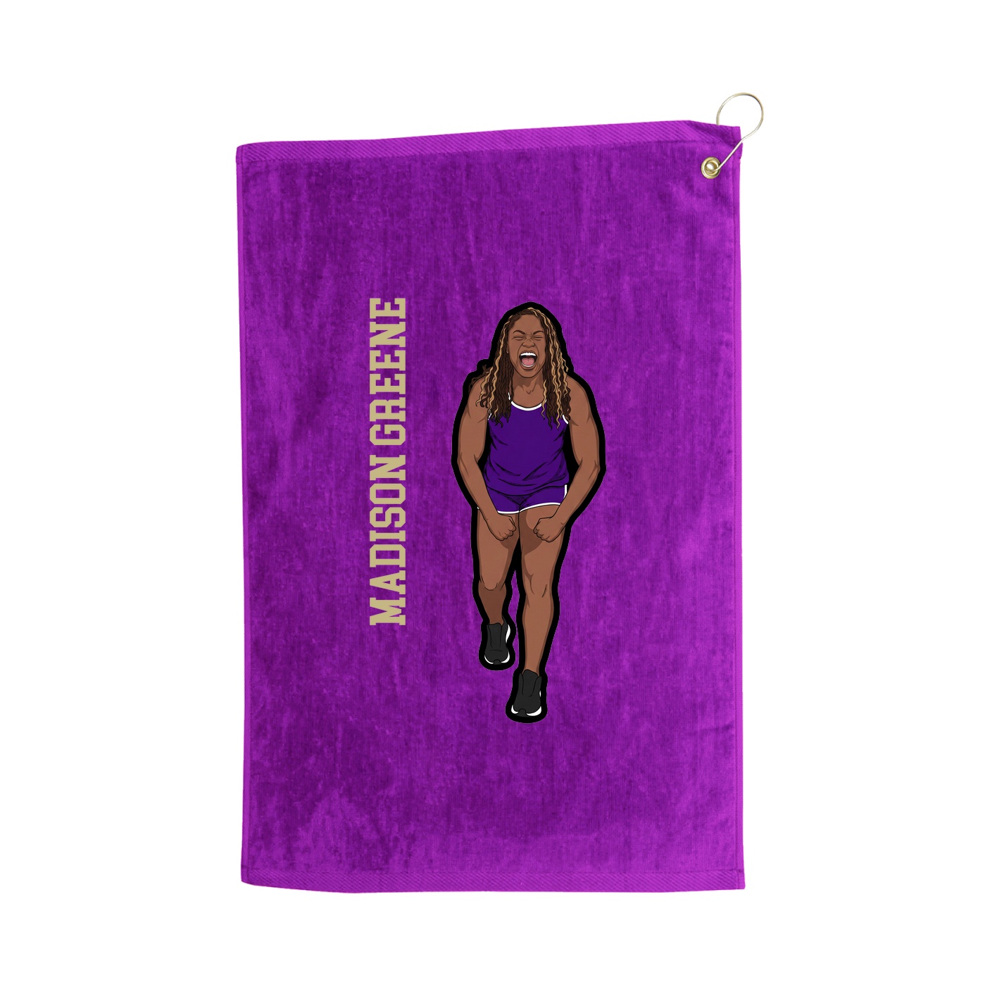 Golf Towel — Name Vertical in Purple