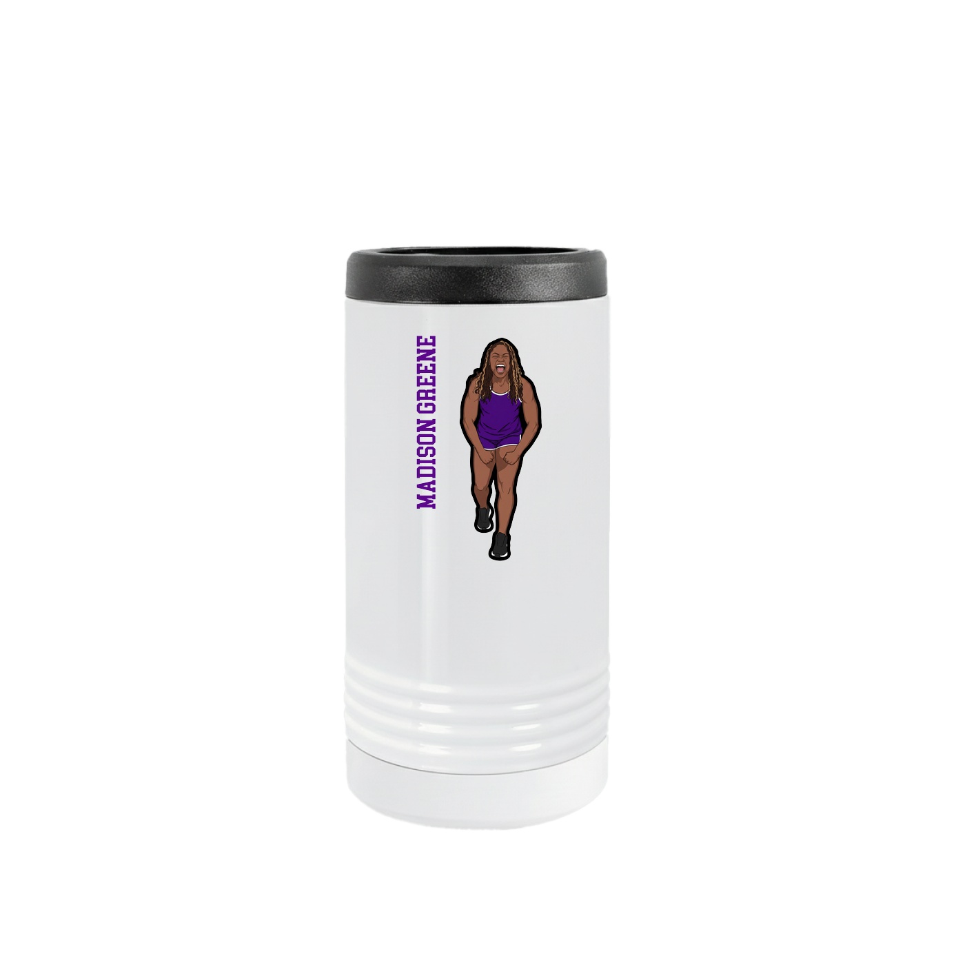 Slim Beverage Holder — Name Vertical in White