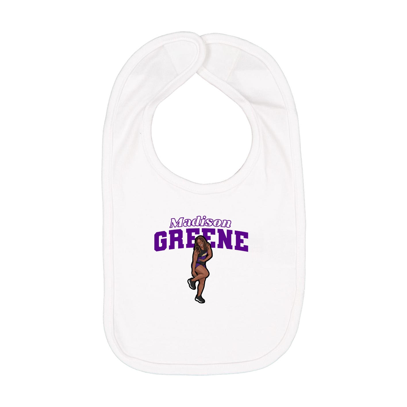 Infant Bib — Name Arch in White