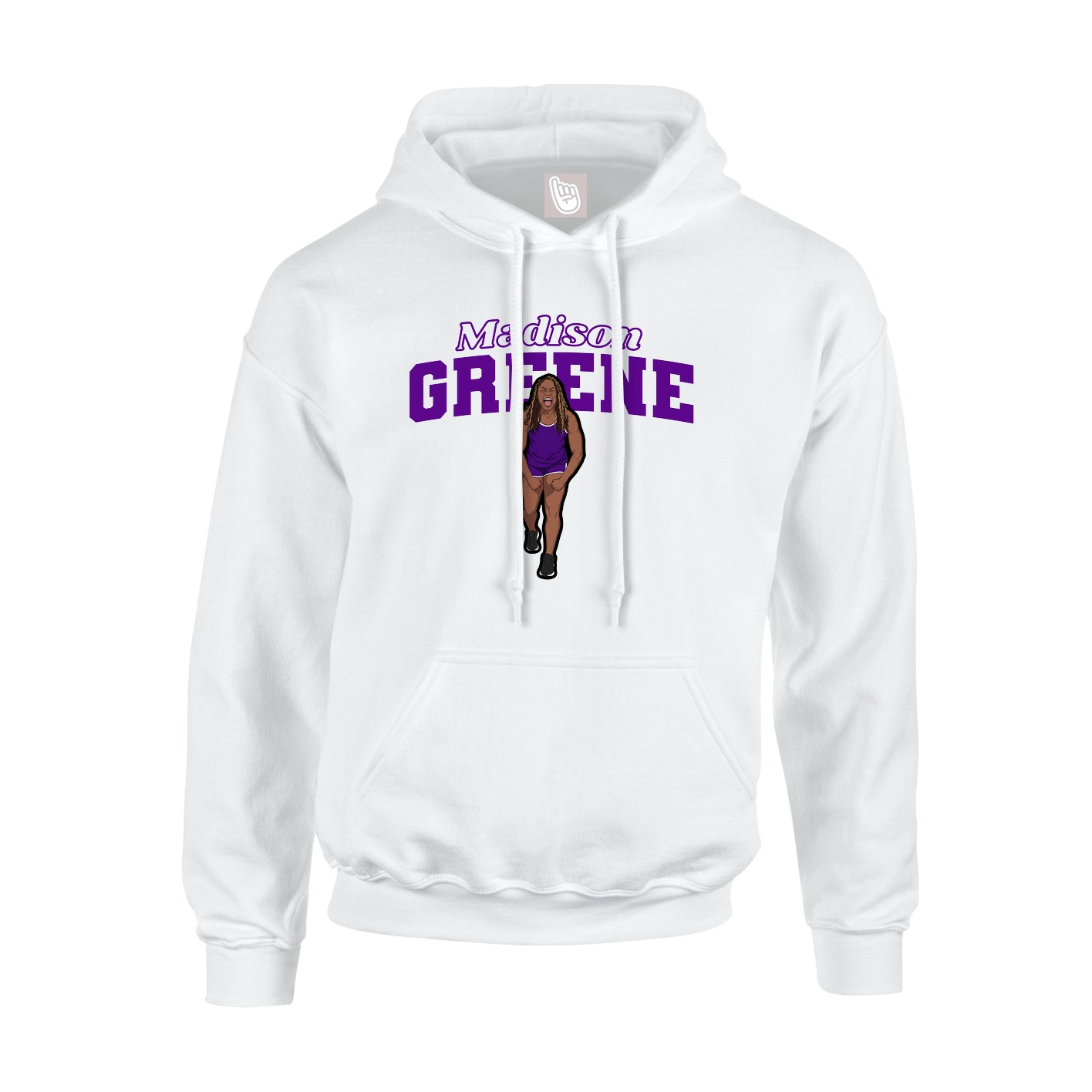 Youth Hoodie — Name Arch in White