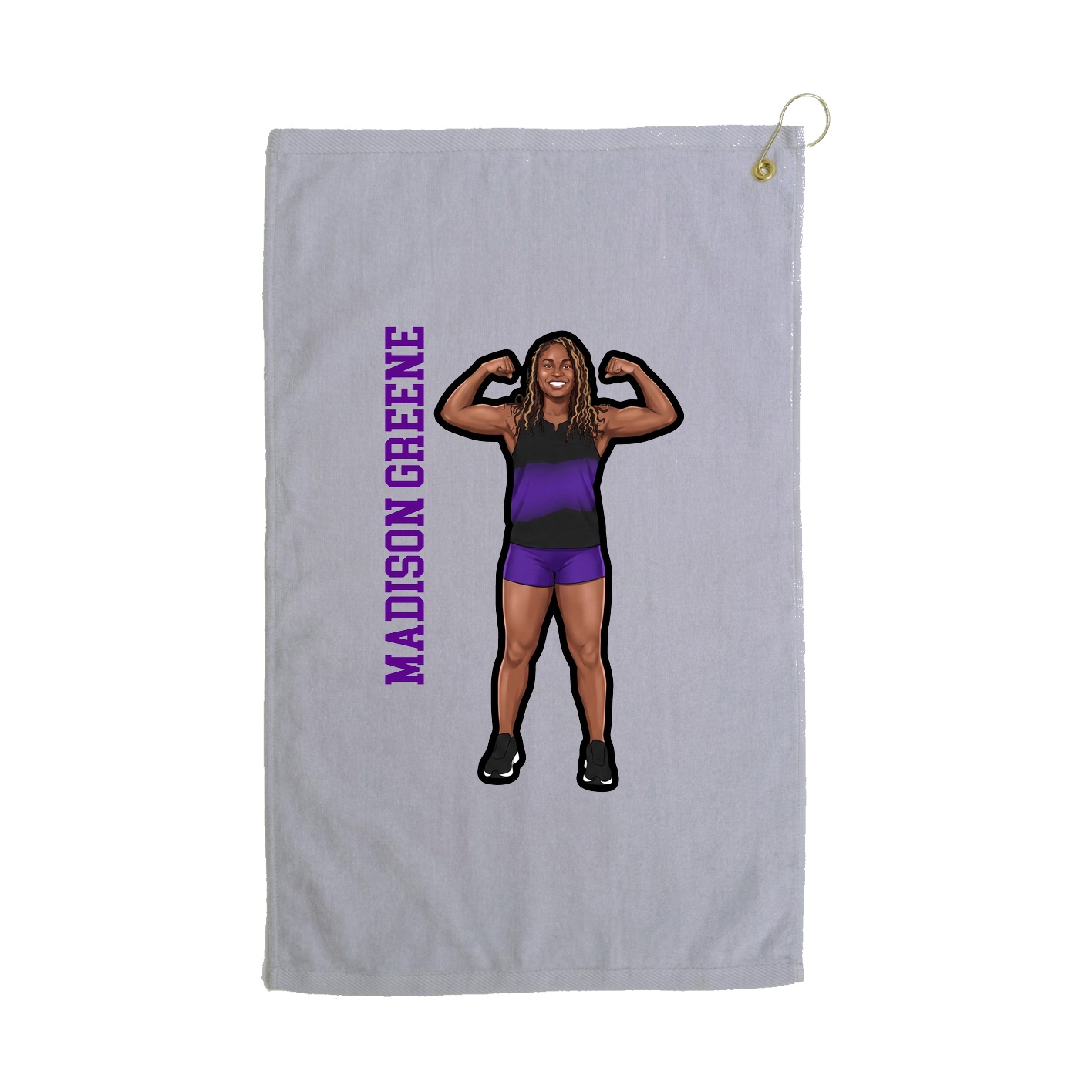 Golf Towel — Name Vertical in Grey