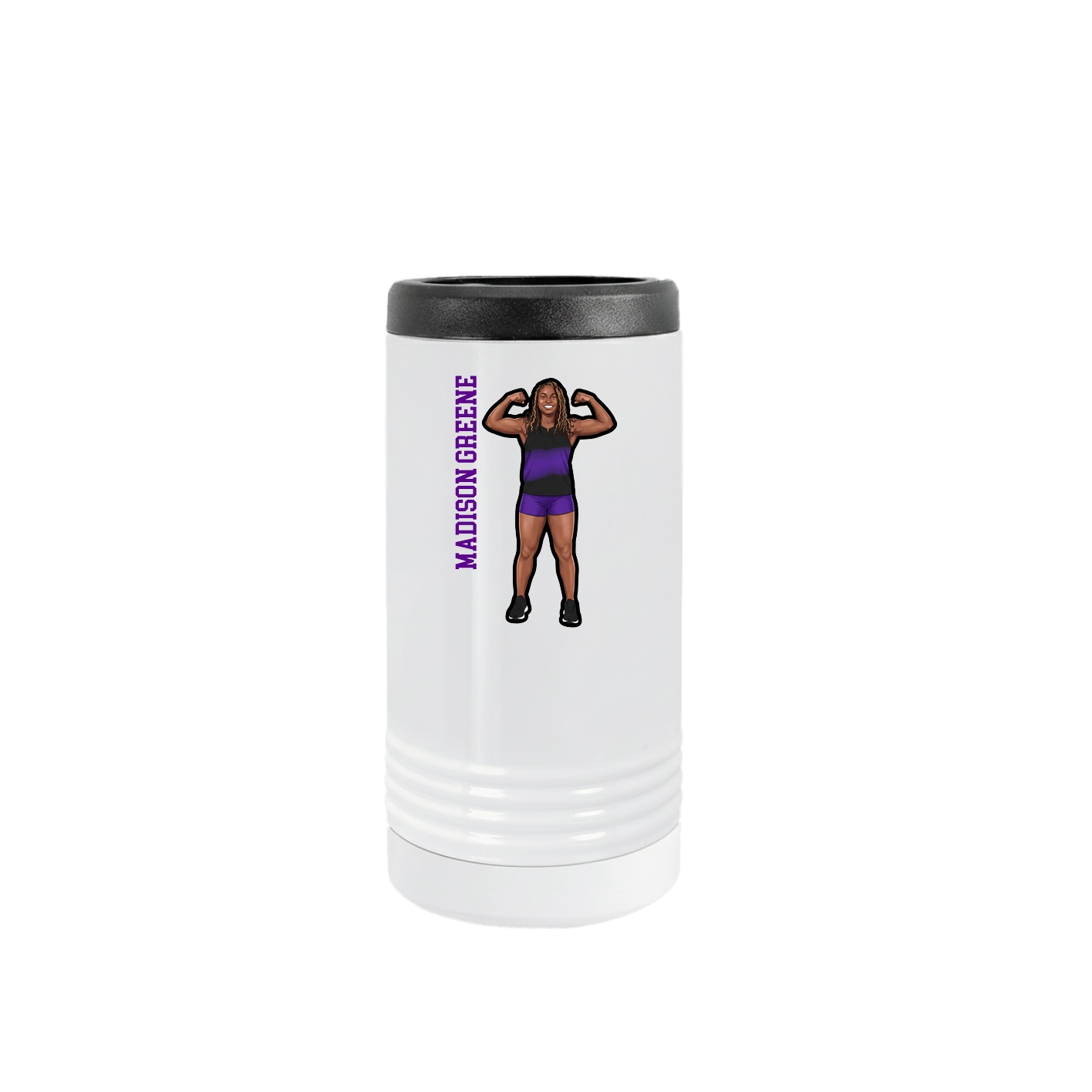 Slim Beverage Holder — Name Vertical in White