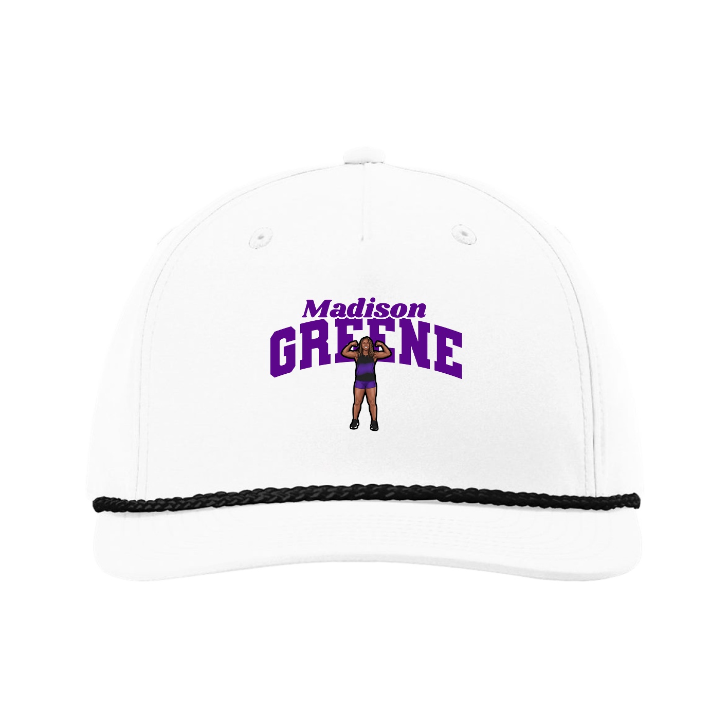 Five-Panel Classic Rope Cap — Signature Arch in White