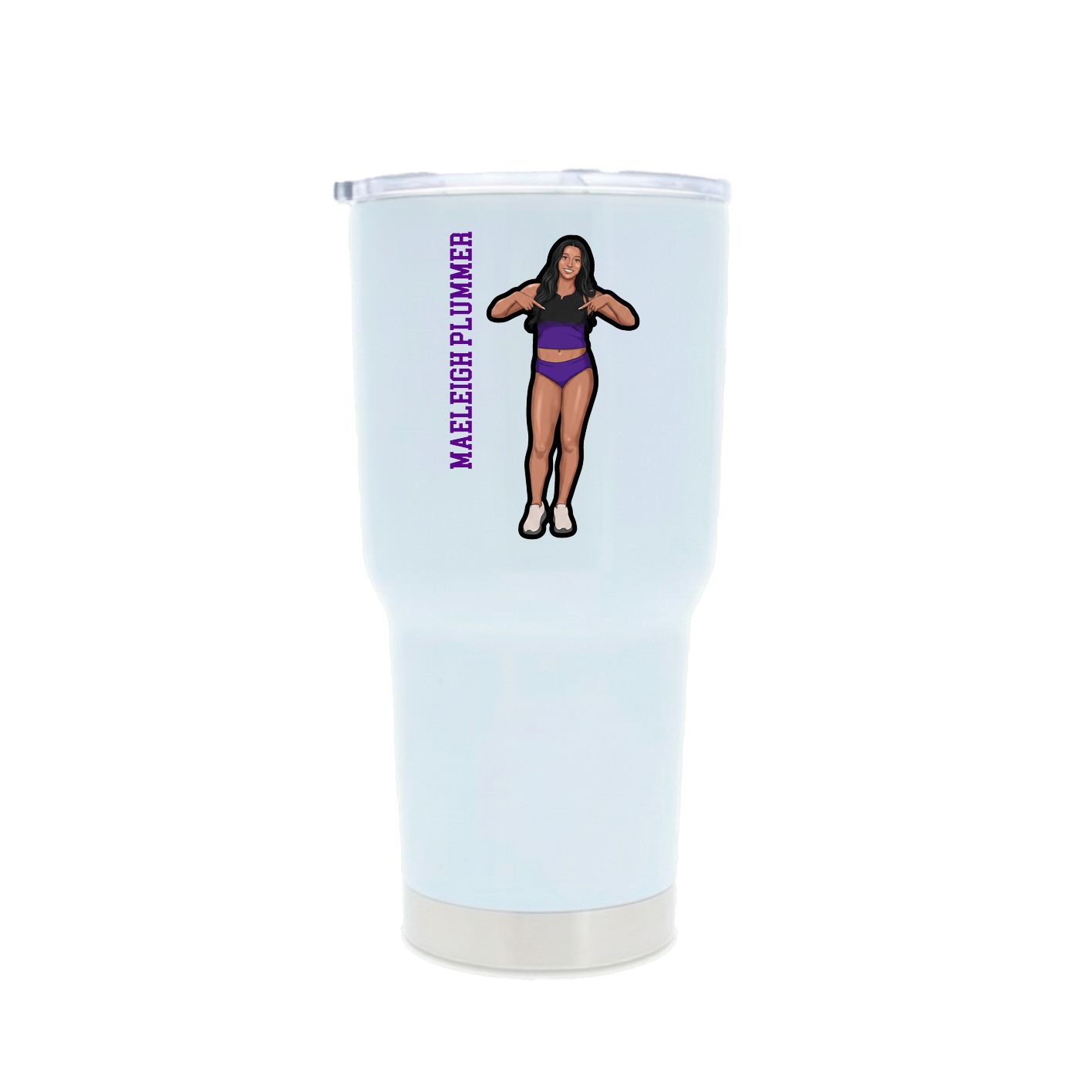 30oz Stainless Steel Tumbler — Name Vertical in White