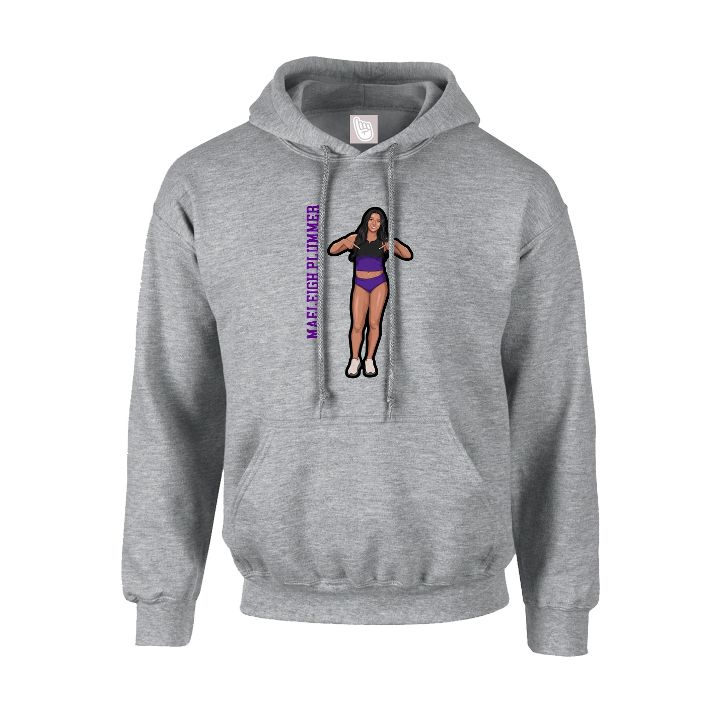 Youth Hoodie — Name Vertical in Grey