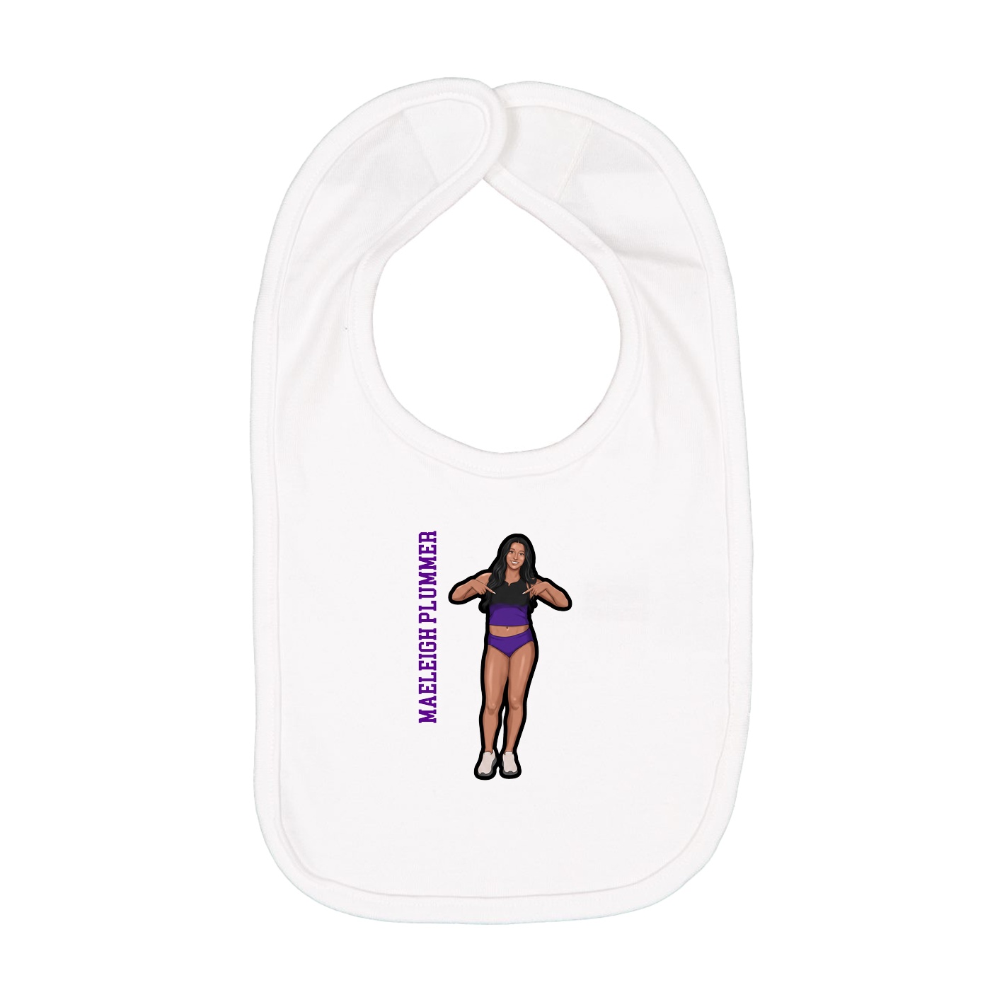 Infant Bib — Name Vertical in White