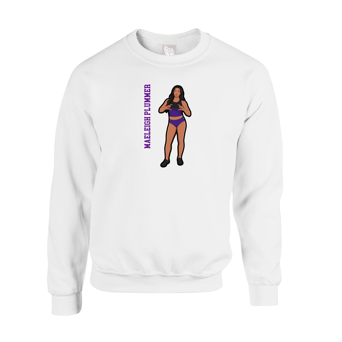 Fleece Crew — Name Vertical in White