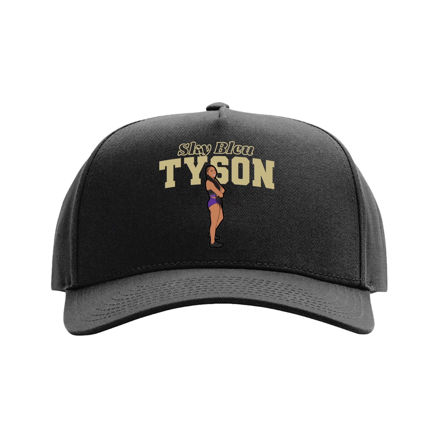 Full Fabric Five-Panel Champ Cap — Name Arch in Black