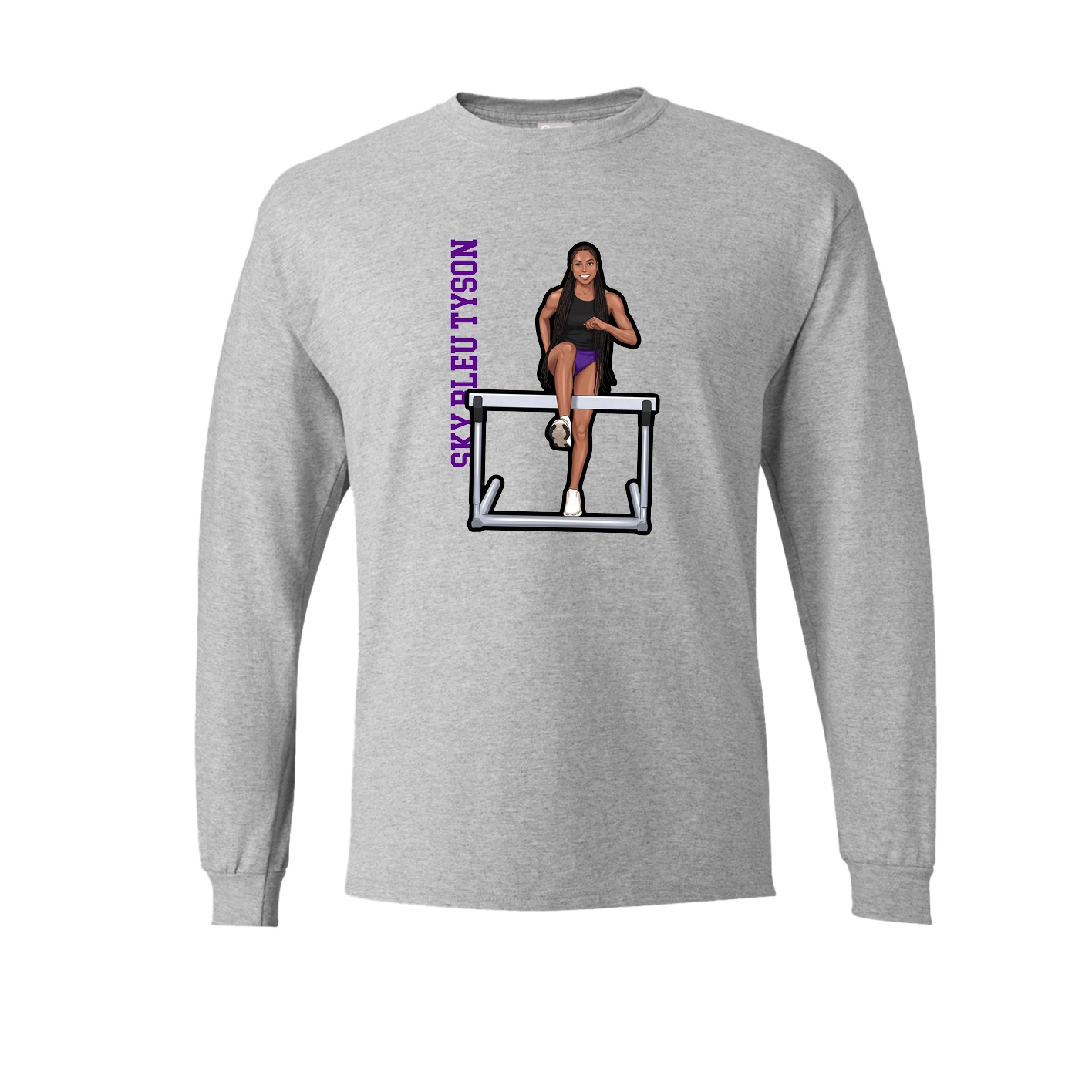 Long Sleeve Tee — Name Vertical in Grey