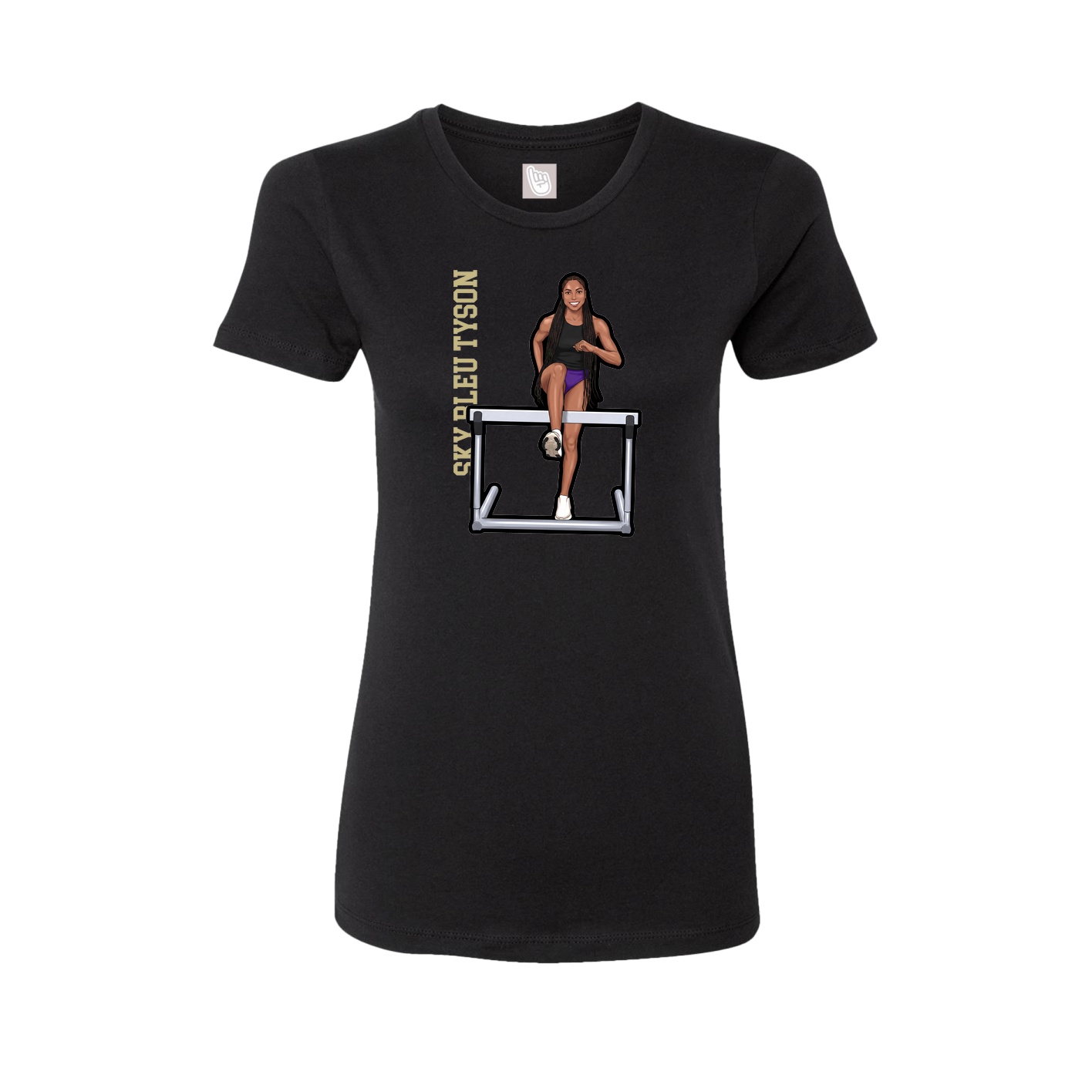 Fitted Women's Tee — Name Vertical in Black
