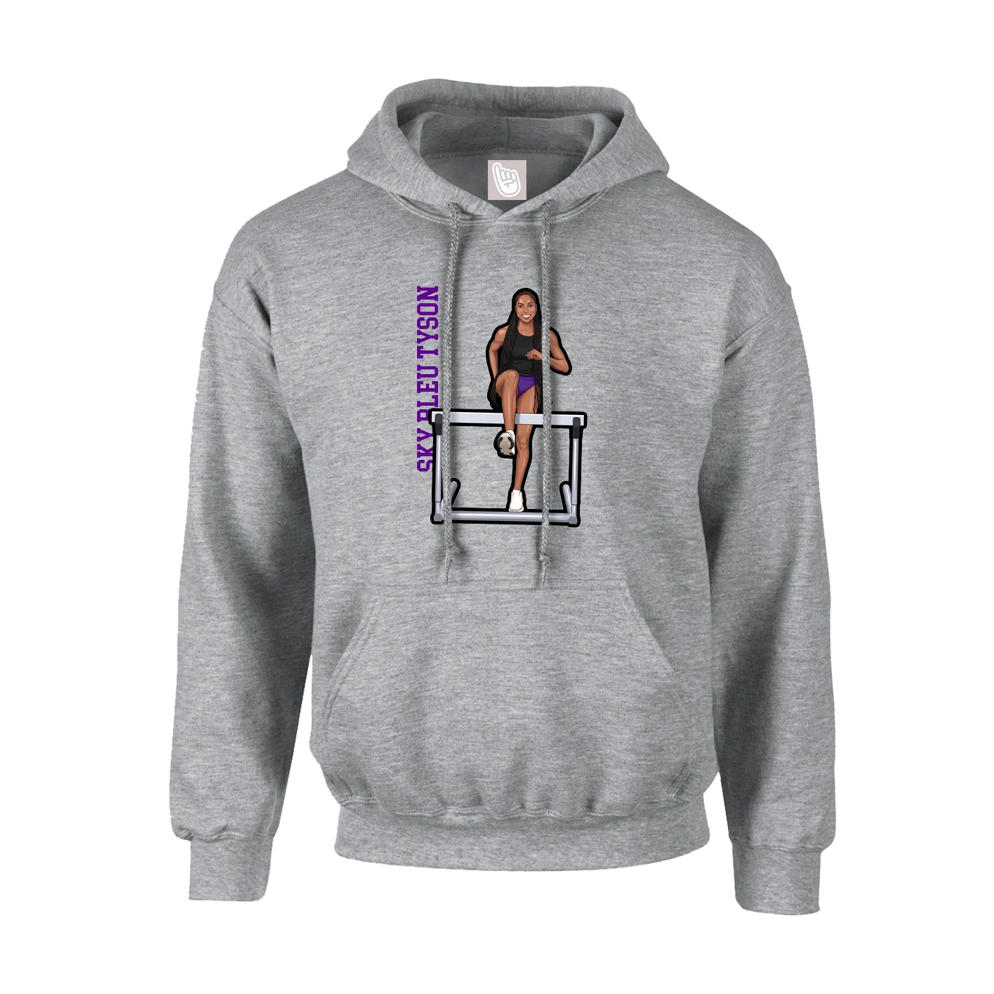 Hoodie — Name Vertical in Grey
