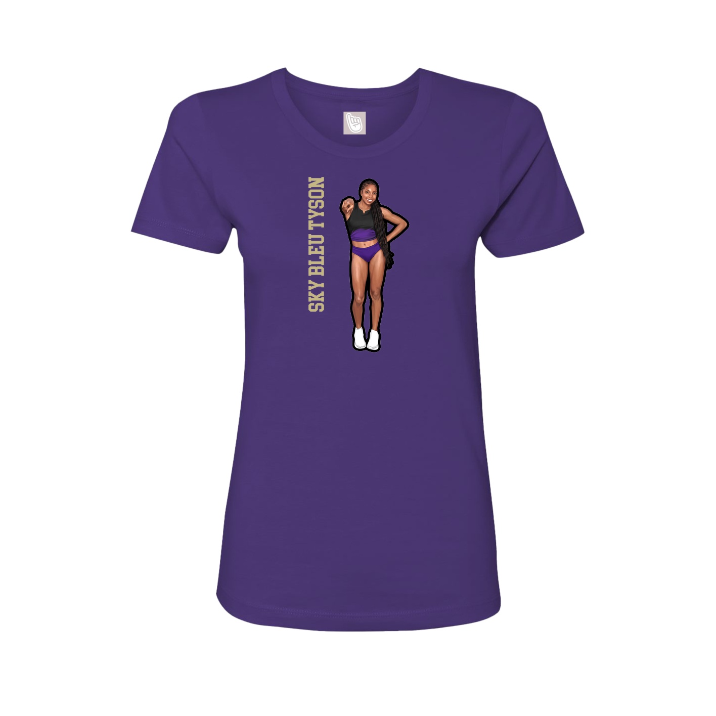 Fitted Women's Tee — Name Vertical in Purple