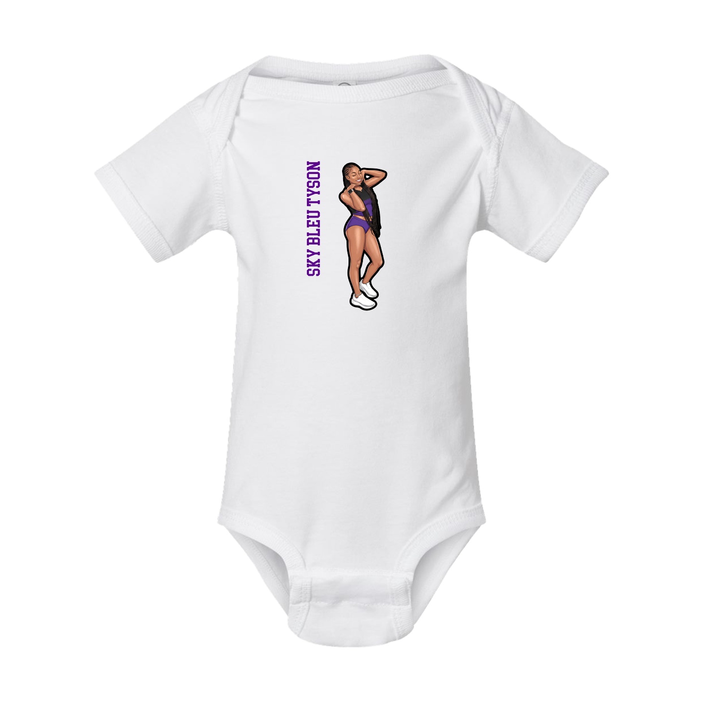 Baby Onesie — Name Vertical in White