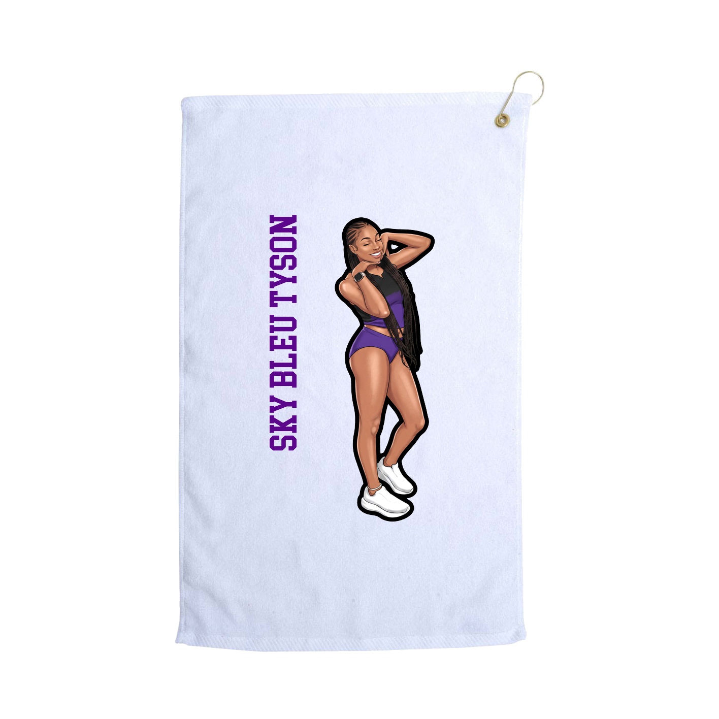 Golf Towel — Name Vertical in White