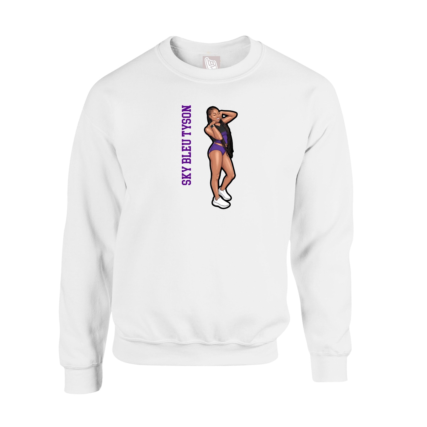 Fleece Crew — Name Vertical in White