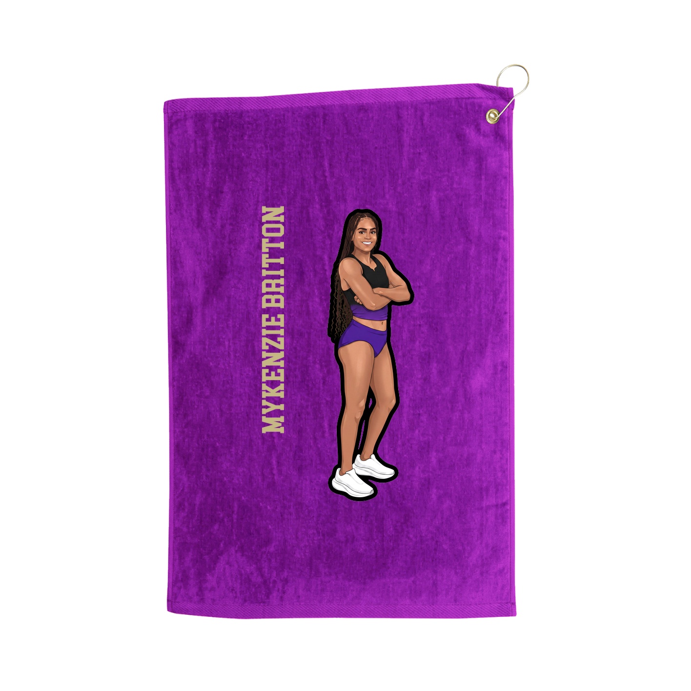 Golf Towel — Name Vertical in Purple