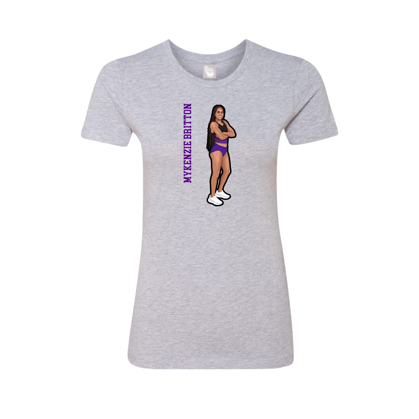 Fitted Women's Tee — Name Vertical in Grey