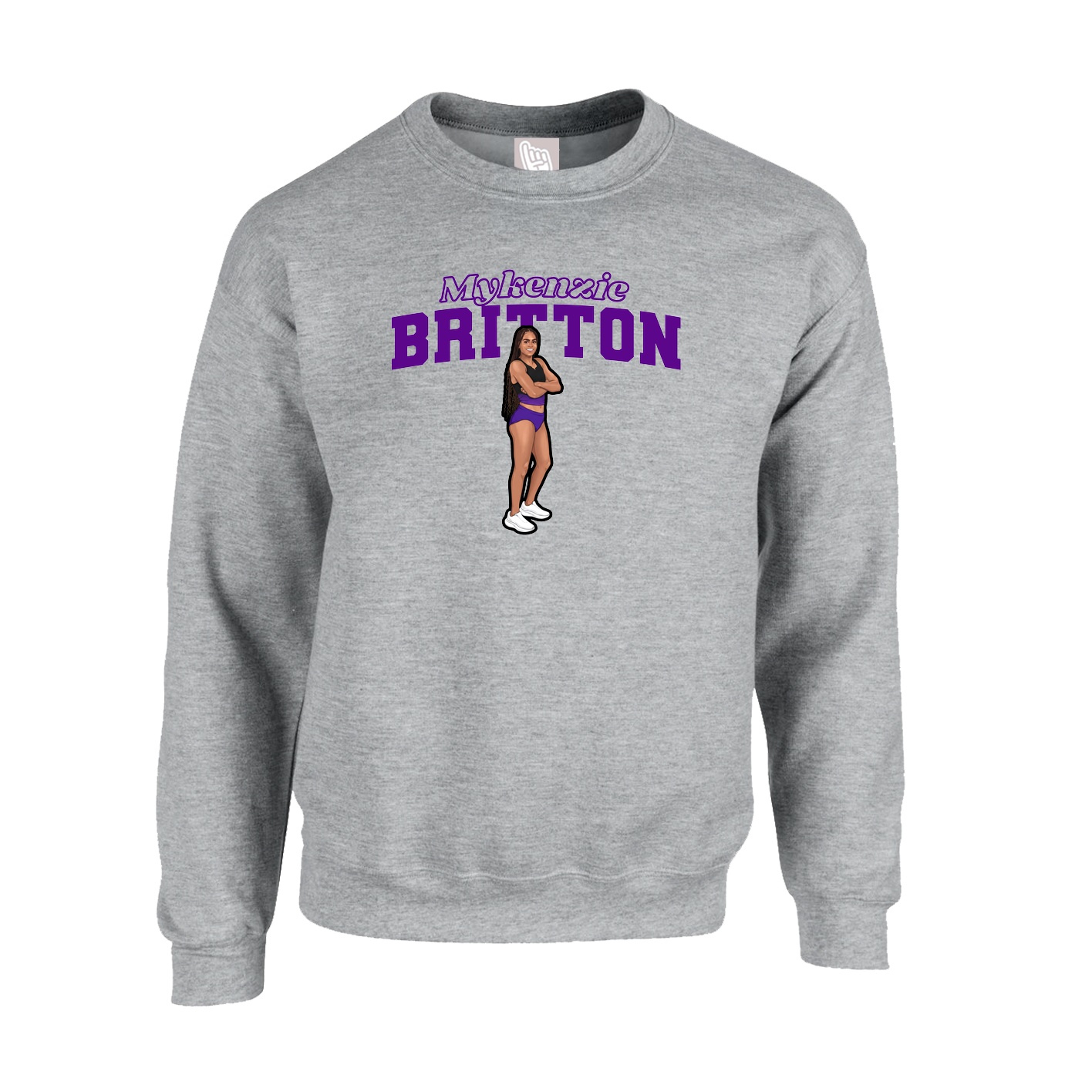 Fleece Crew — Name Arch in Grey