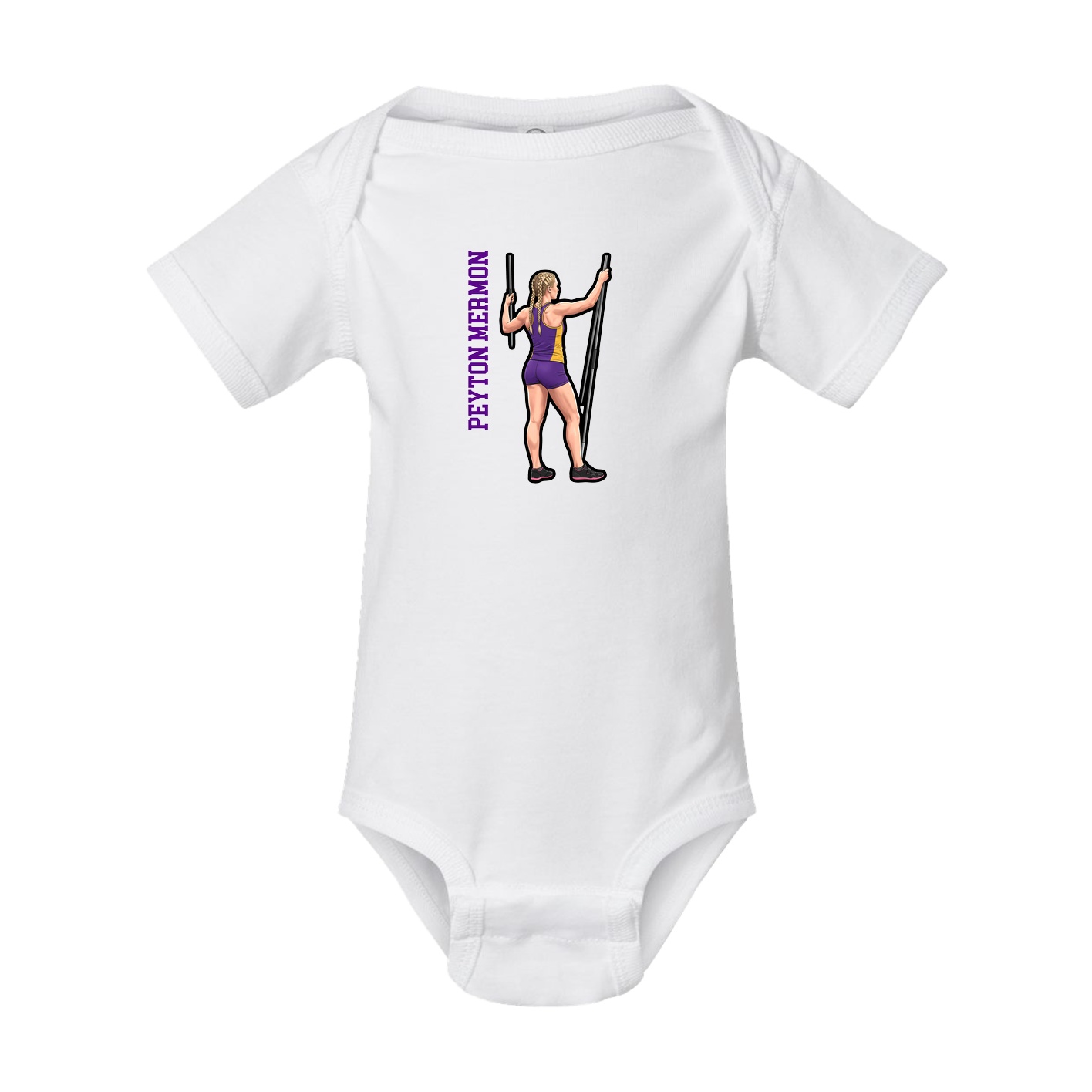Baby Onesie — Name Vertical in White