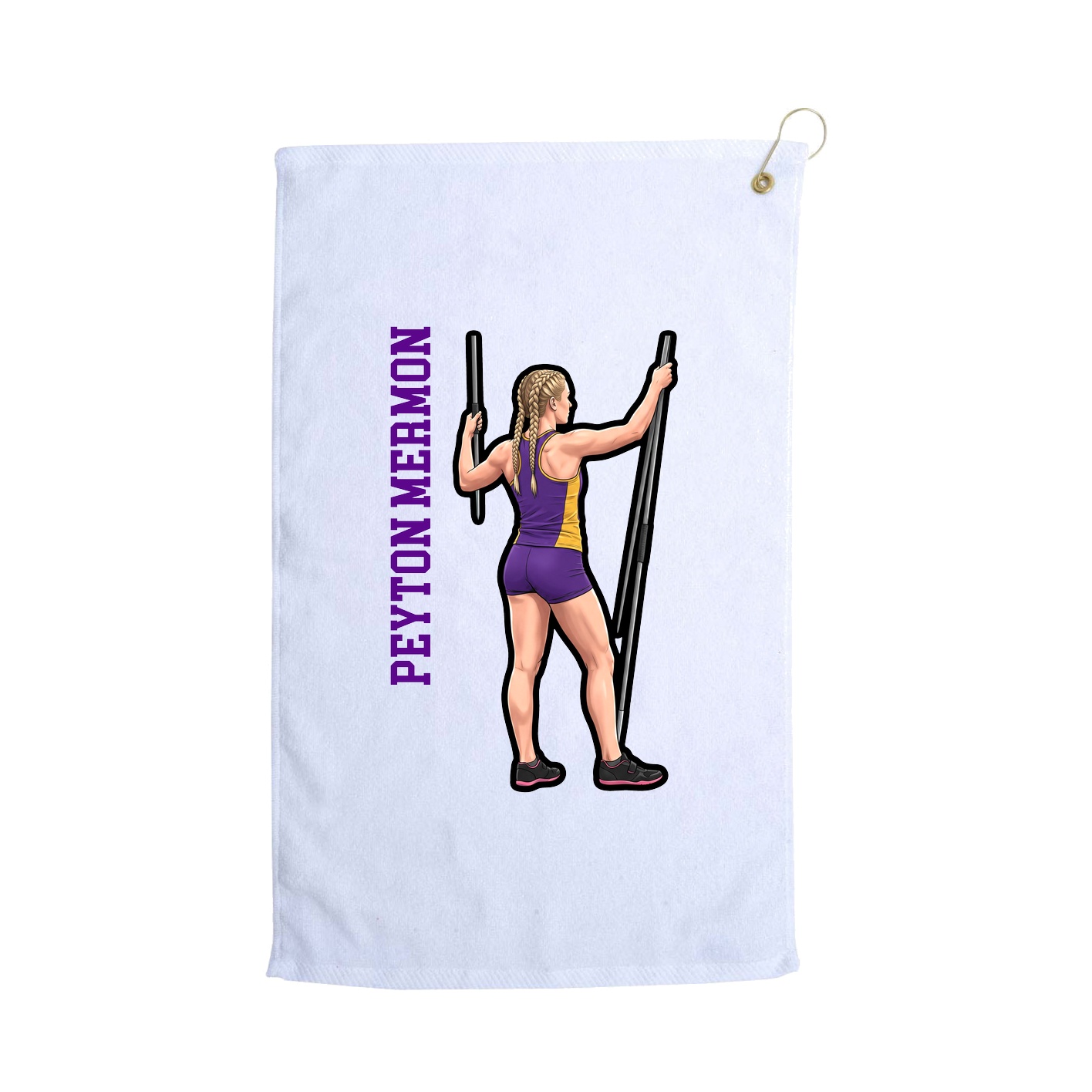 Golf Towel — Name Vertical in White