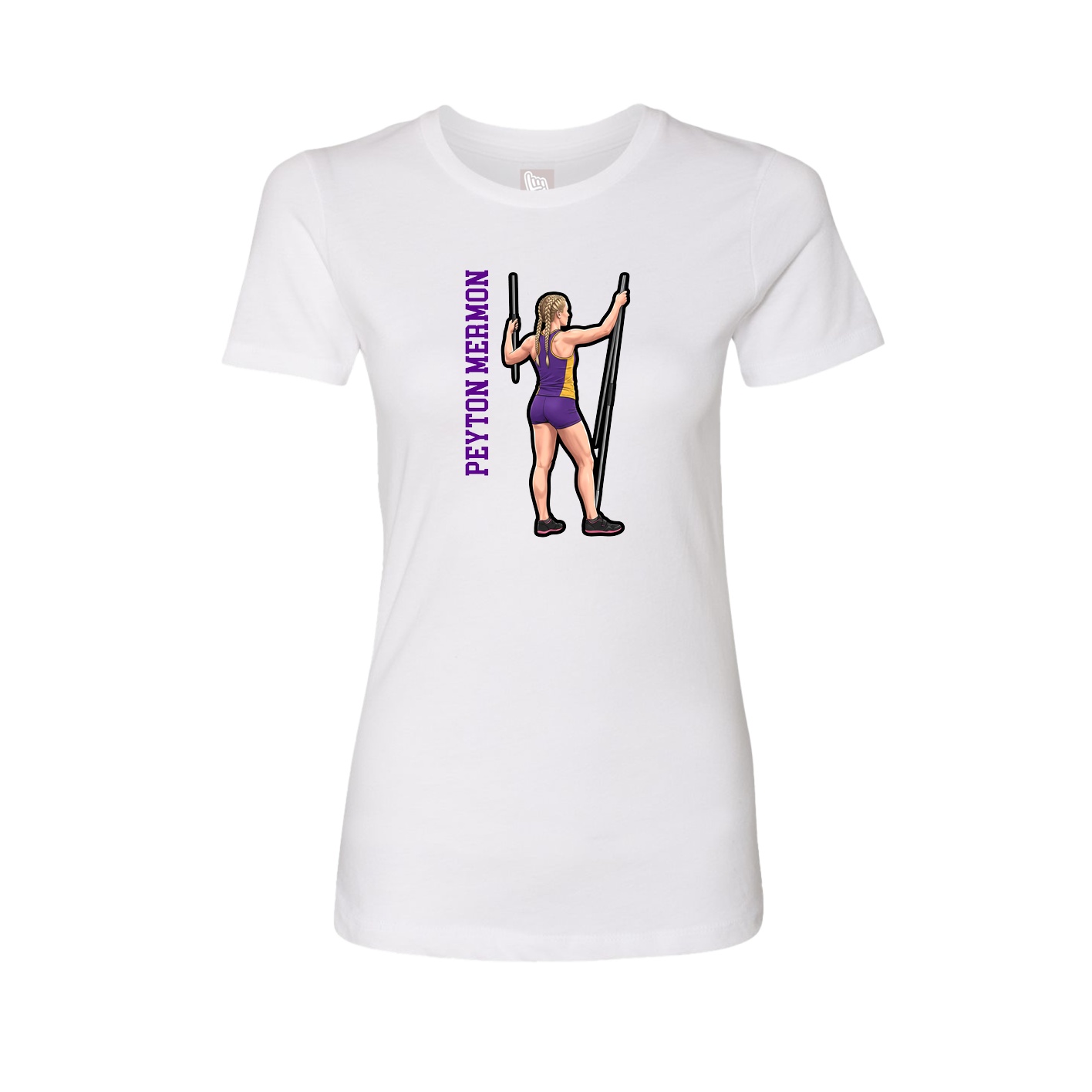 Fitted Women's Tee — Name Vertical in White