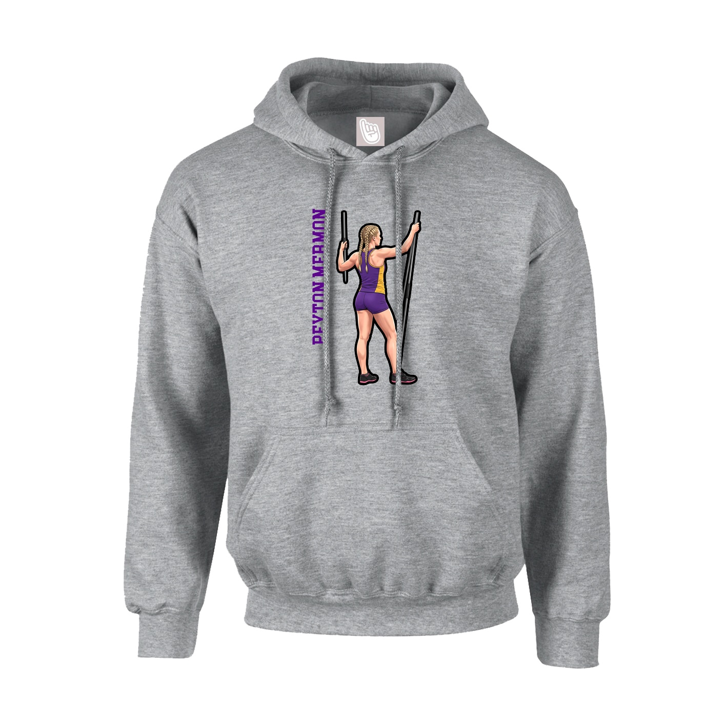 Youth Hoodie — Name Vertical in Grey
