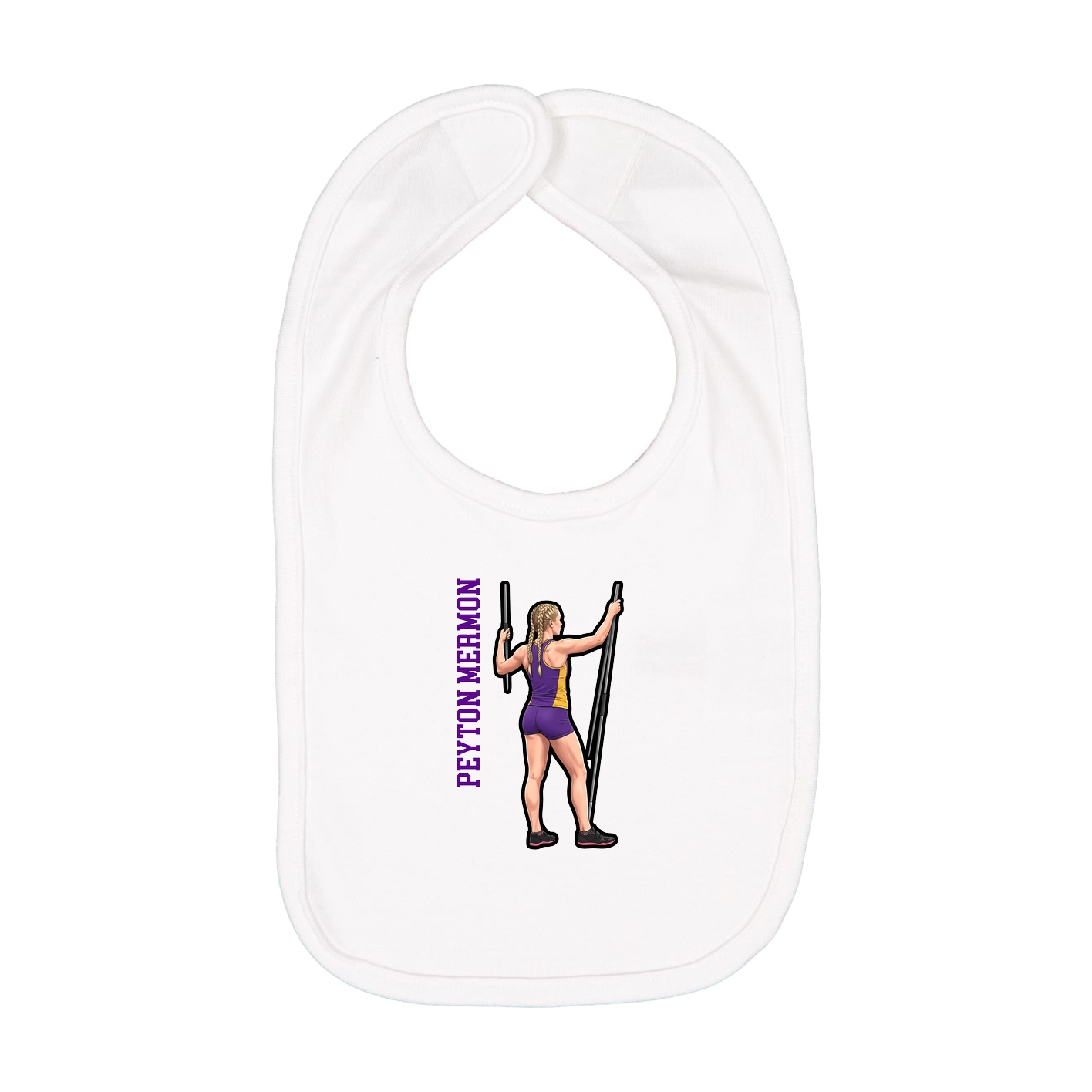 Infant Bib — Name Vertical in White