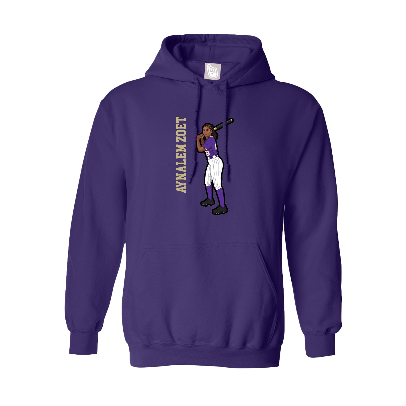 Youth Hoodie — Name Vertical in Purple