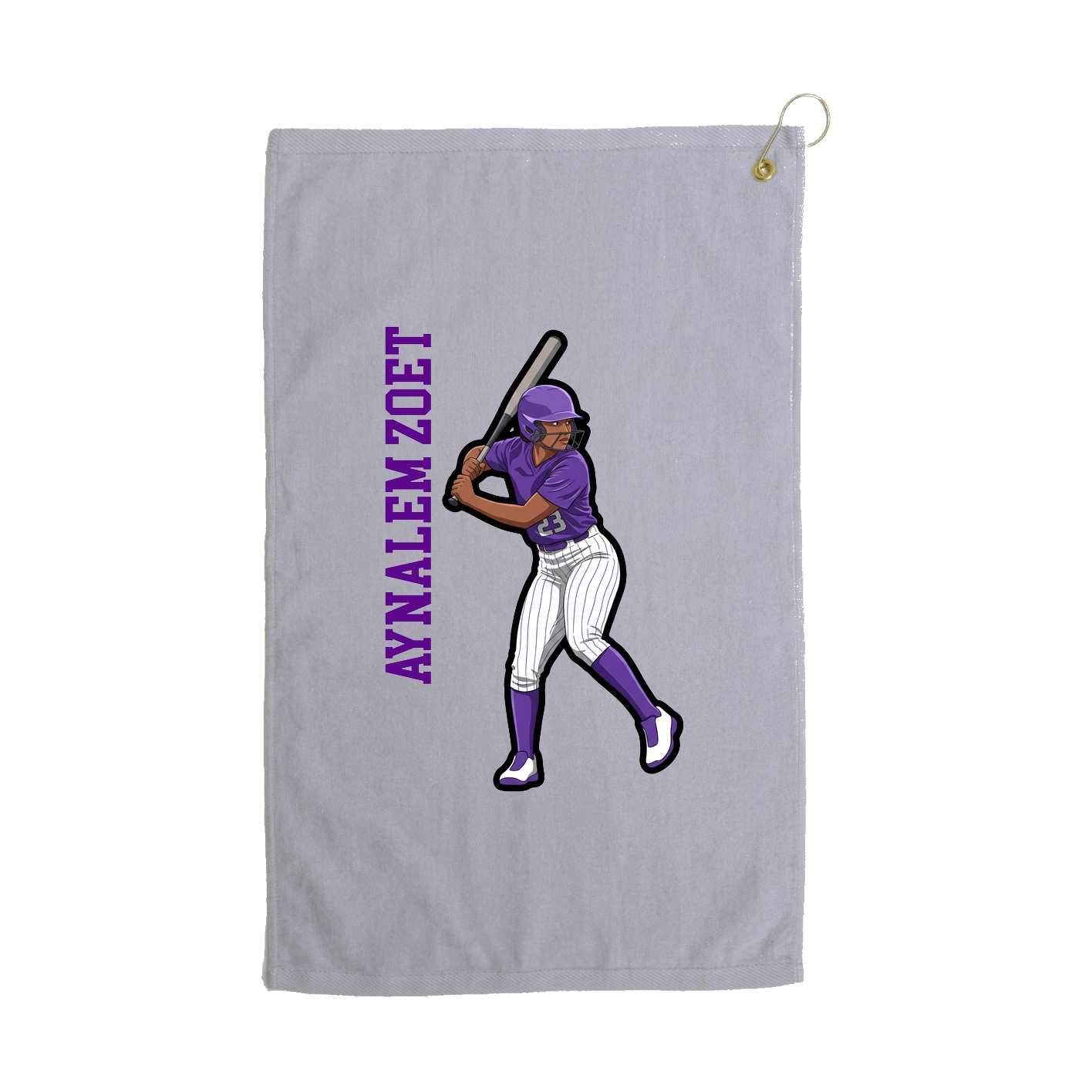 Golf Towel — Name Vertical in Grey