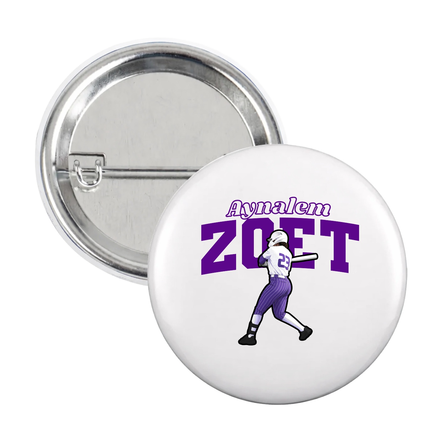 Game Day Button — Name Arch in White